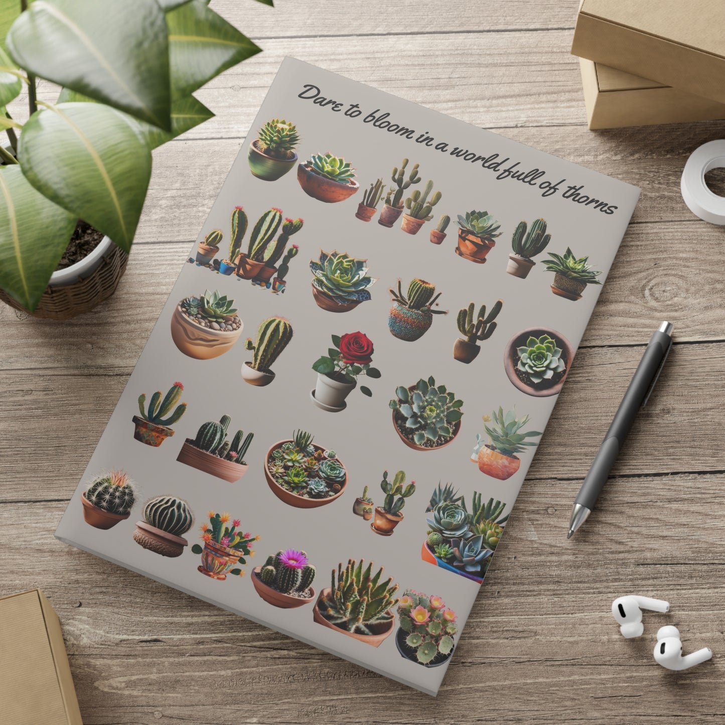 Dare to Bloom Hardcover Notebook with Puffy Covers - Perfect for Journaling and Gift Giving