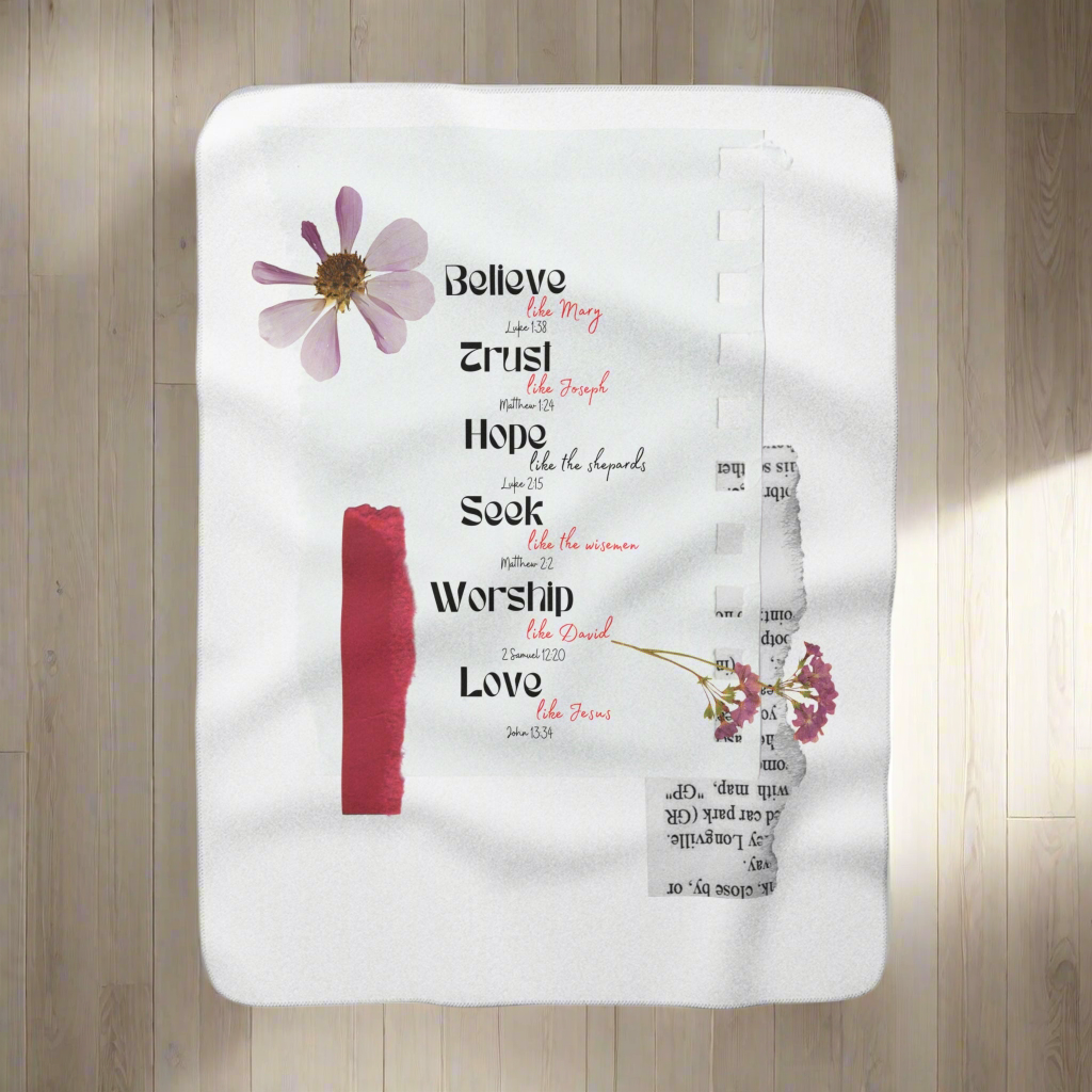 Believe like Mary Sherpa Fleece Blanket | Cozy & Soft Comfort for Home Decor | Perfect Gift for Faith & Hope