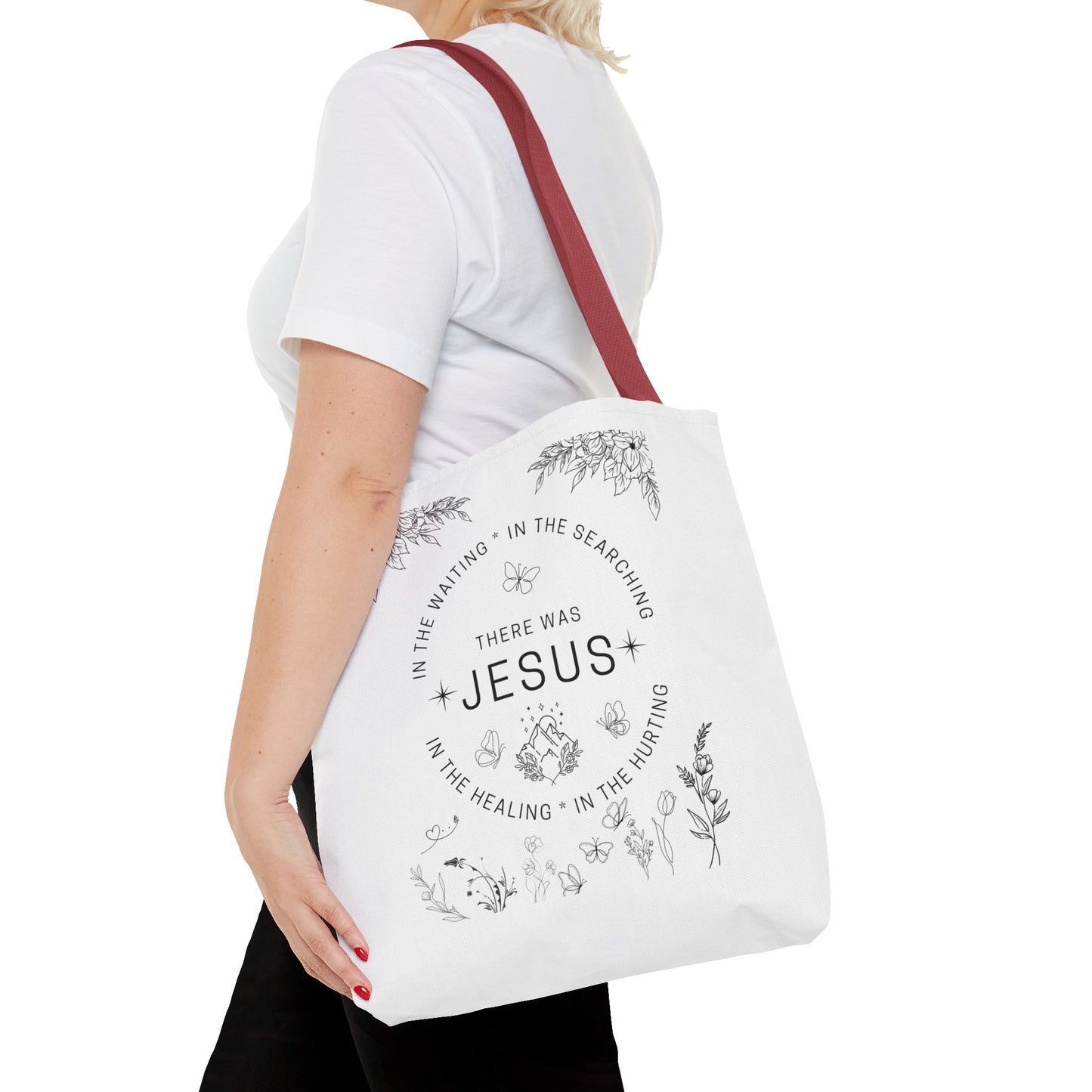 "There Was Jesus" tote bag - Floral Design for Faithful Living