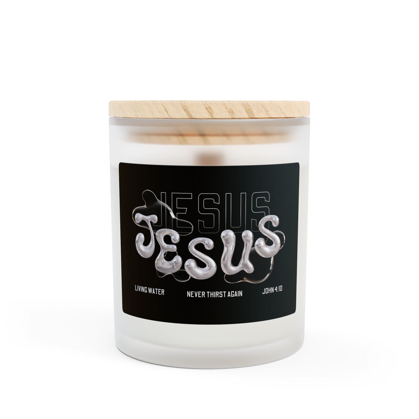 Jesus Living Water Frosted Glass Candle, 11oz