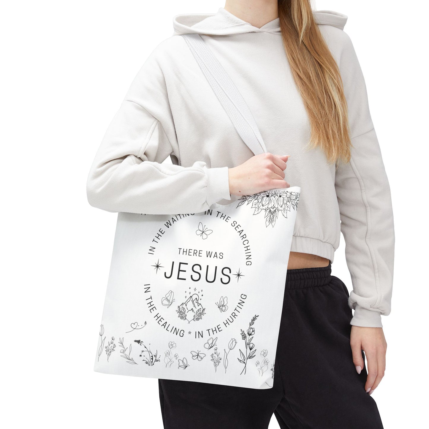 There Was Jesus tote bag - Floral Design for Faithful Living