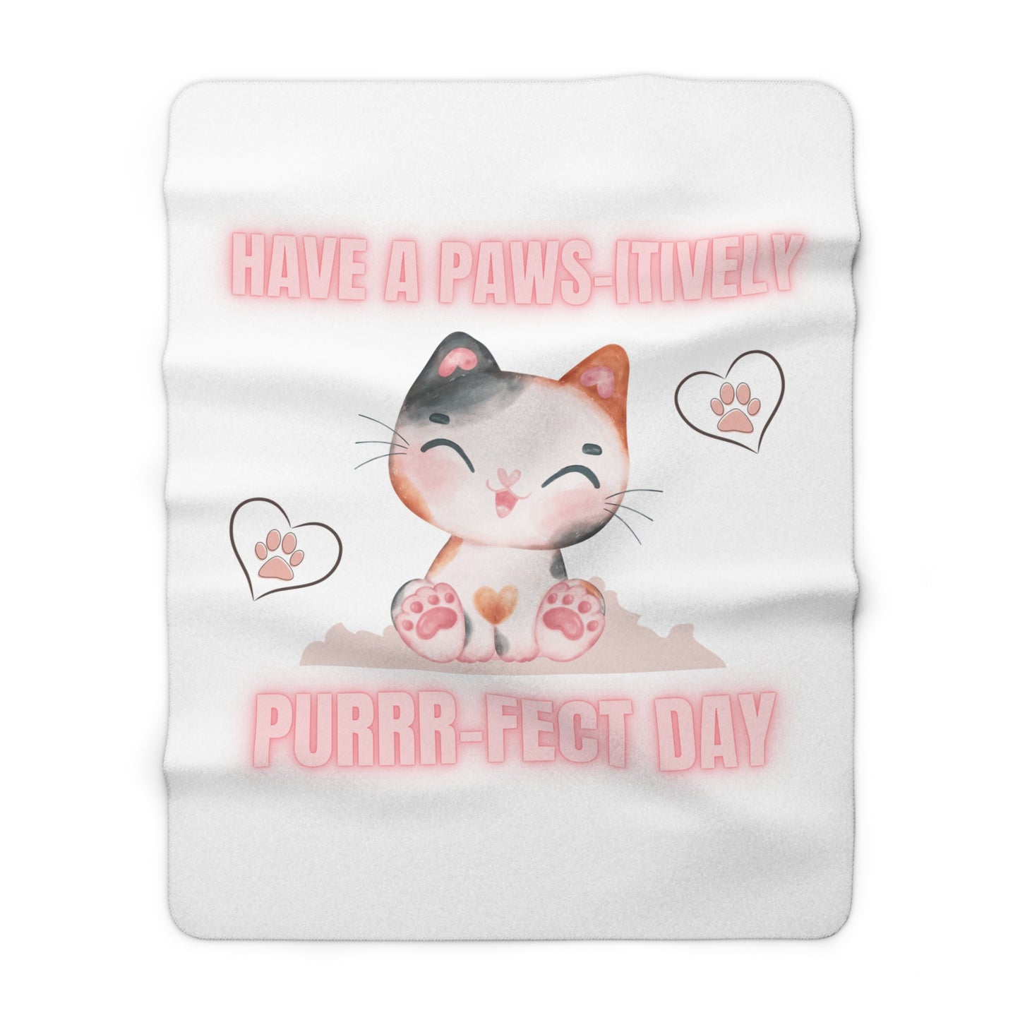 Purr-fect Day Sherpa Fleece Blanket with Cat Design