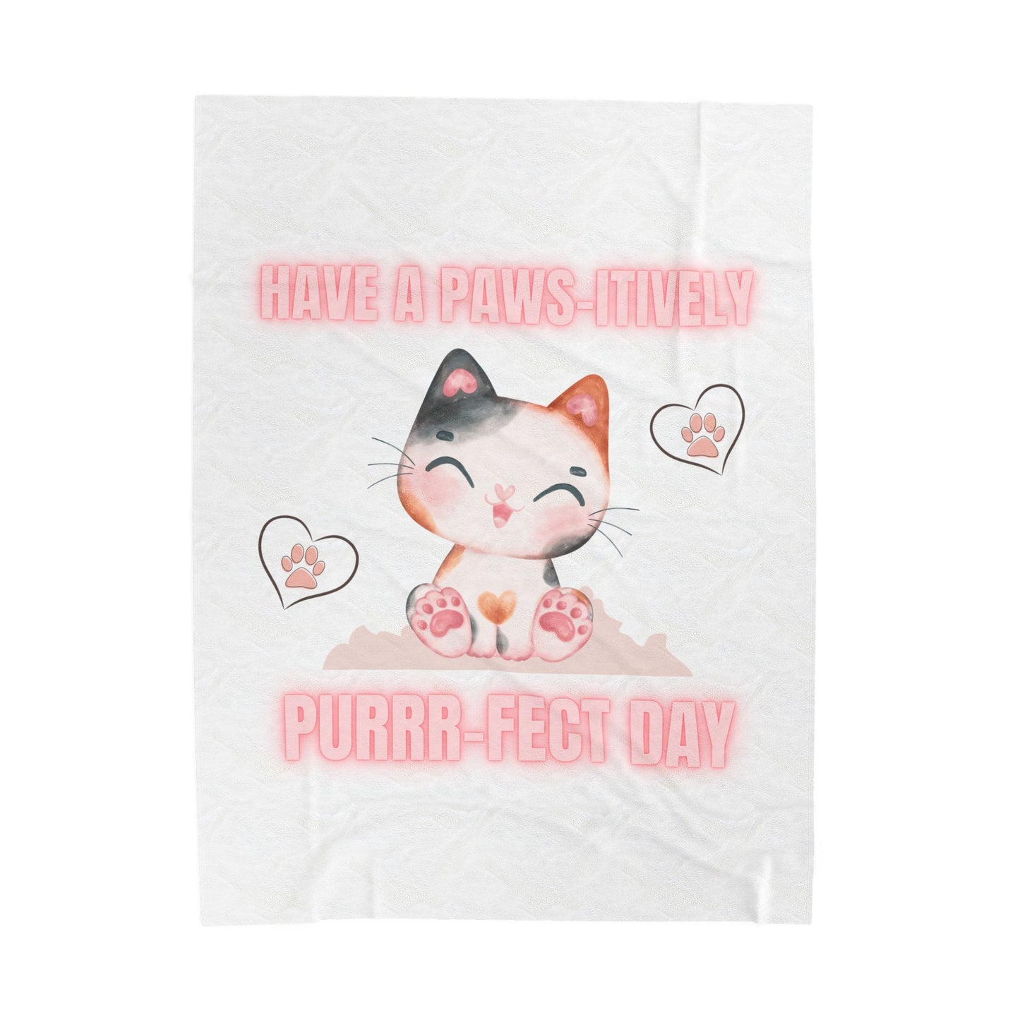 Cute Cat Plush Blanket - "Have a Paws-itively Purrr-fect Day" - Ideal Gift for Cat Lovers