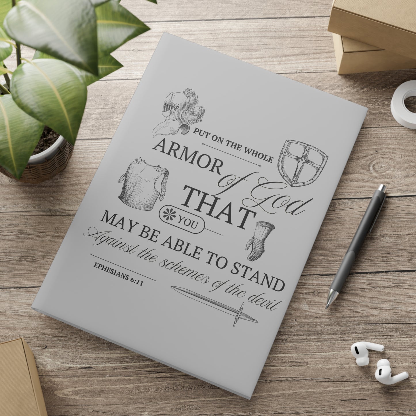 Grey Armor of God Hardcover Notebook