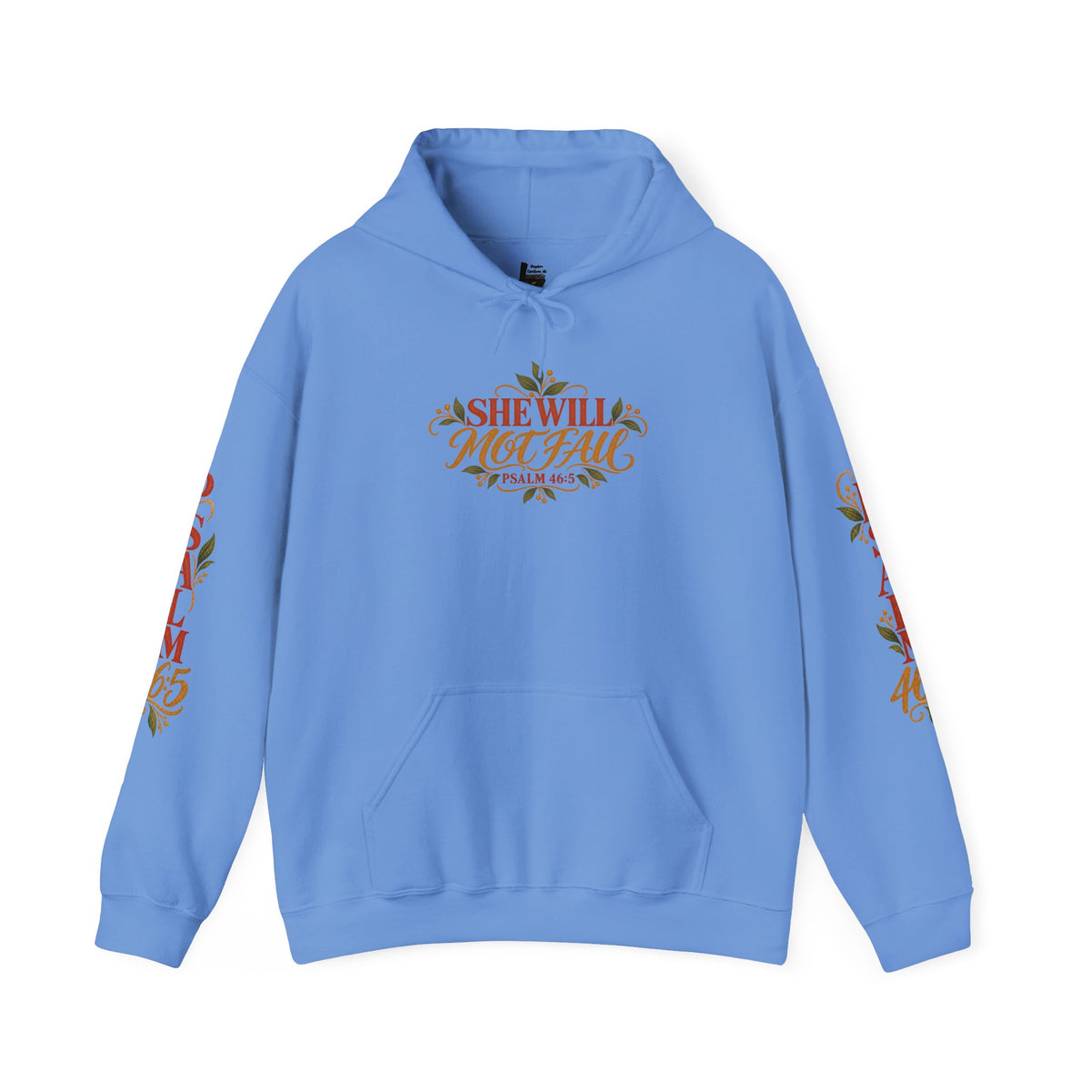 Auburn Woman Psalm 46:5 'She Will Not Fall' Hoodie – Floral Faith Women’s Pullover