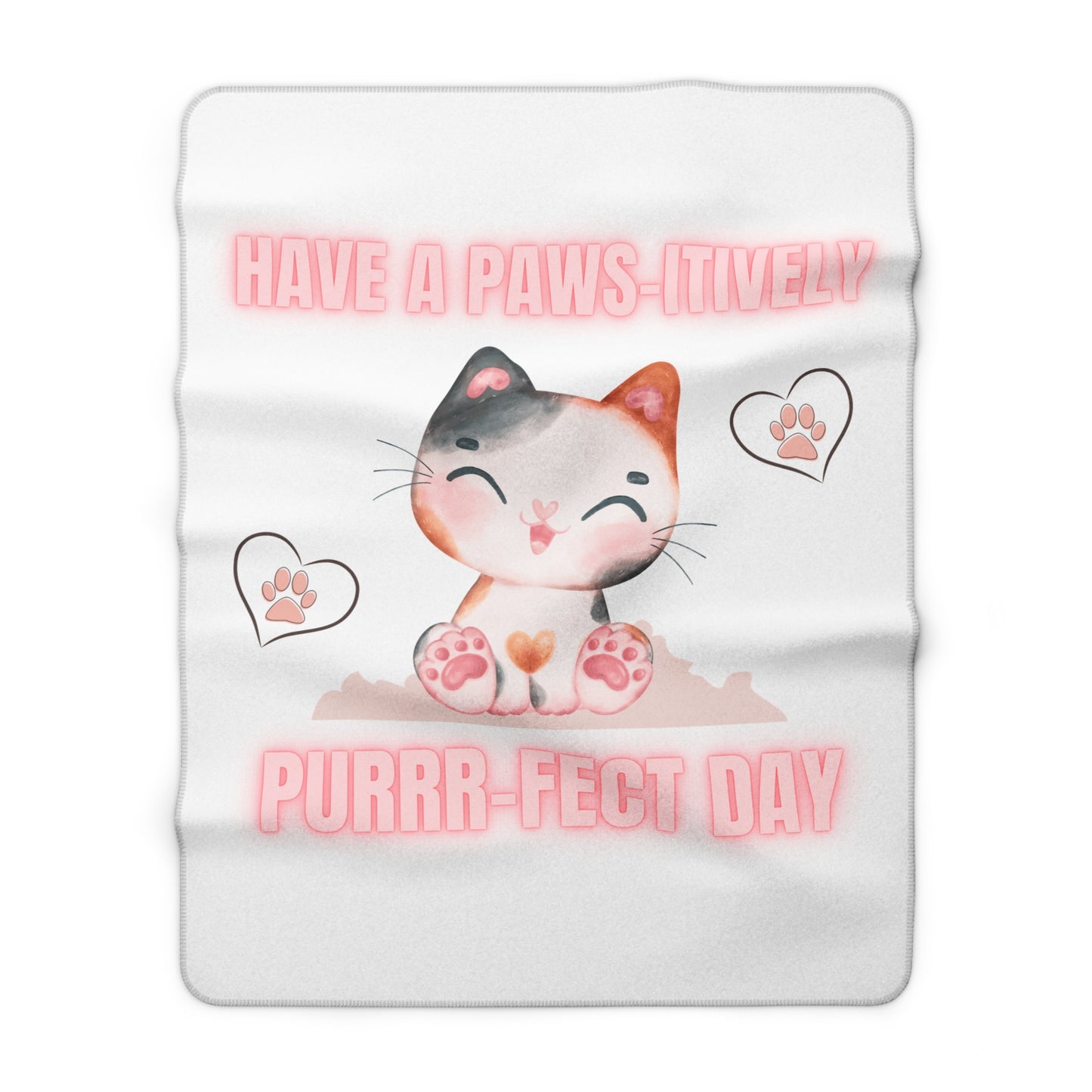 Purr-fect Day Sherpa Fleece Blanket with Cat Design