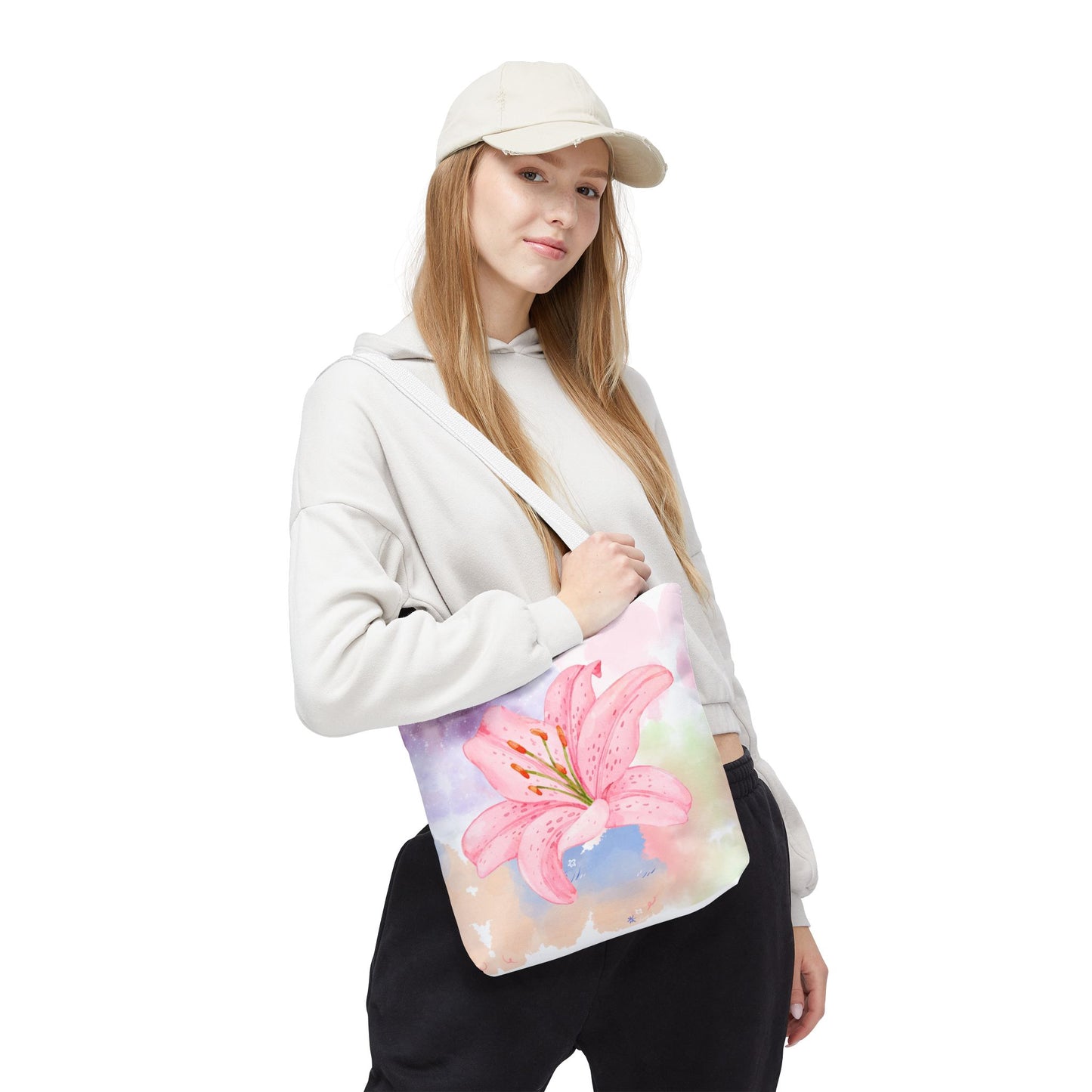 Pink Watercolor Lily Tote Bag