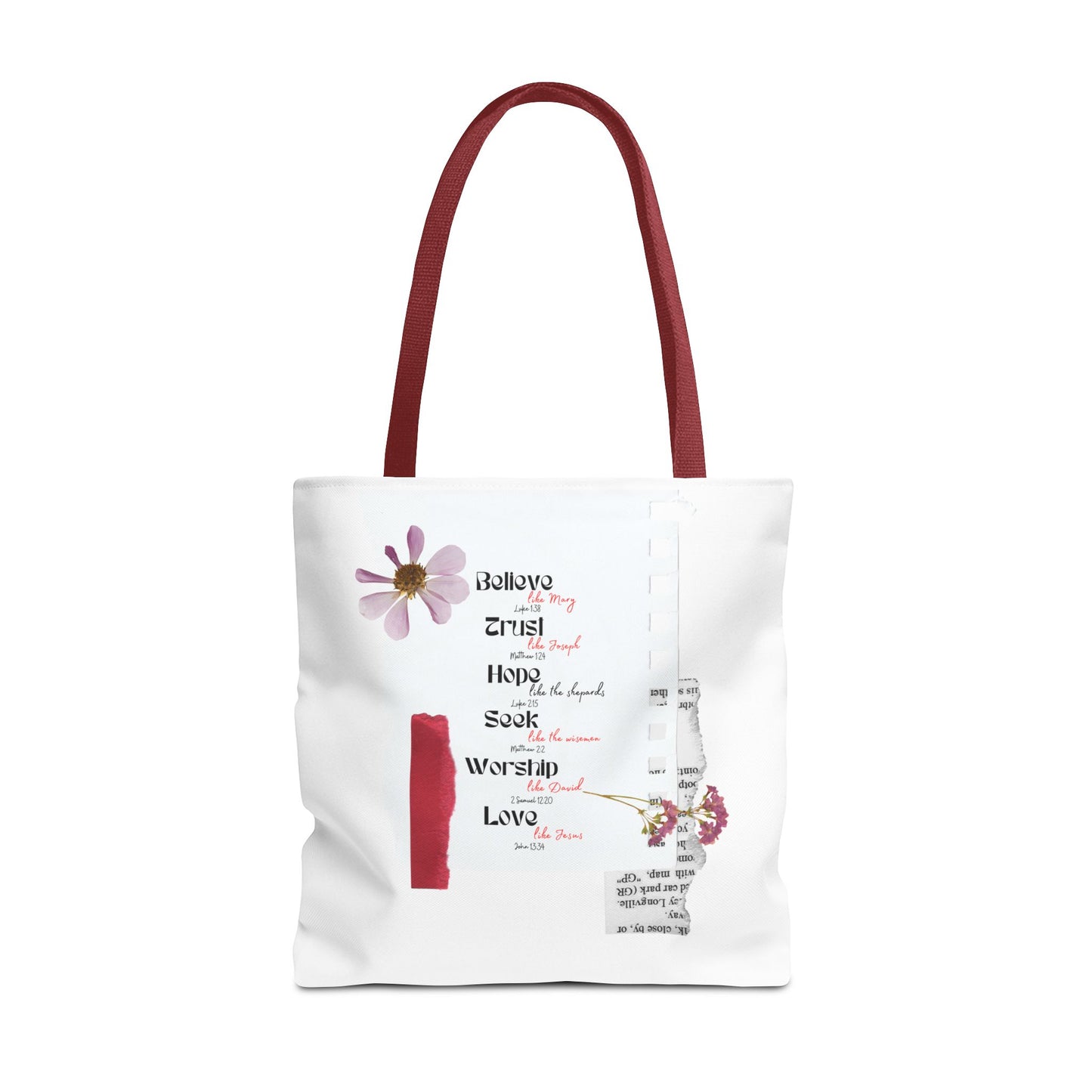 Believe, Trust, Hope, Worship, Love Tote Bag