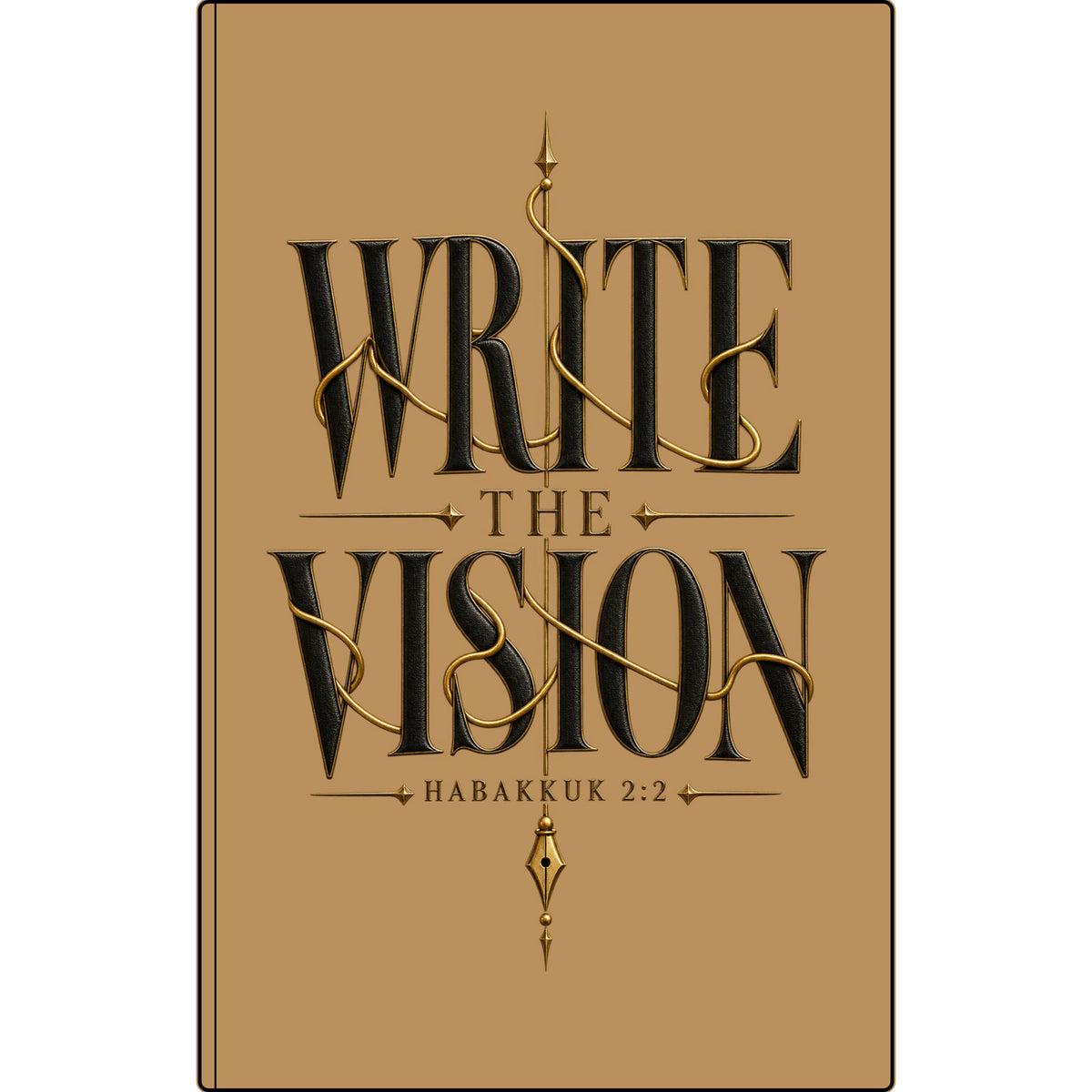 Write the Vision Vegan Leather Journal — Engraved Scripture Notebook (Habakkuk 2:2)