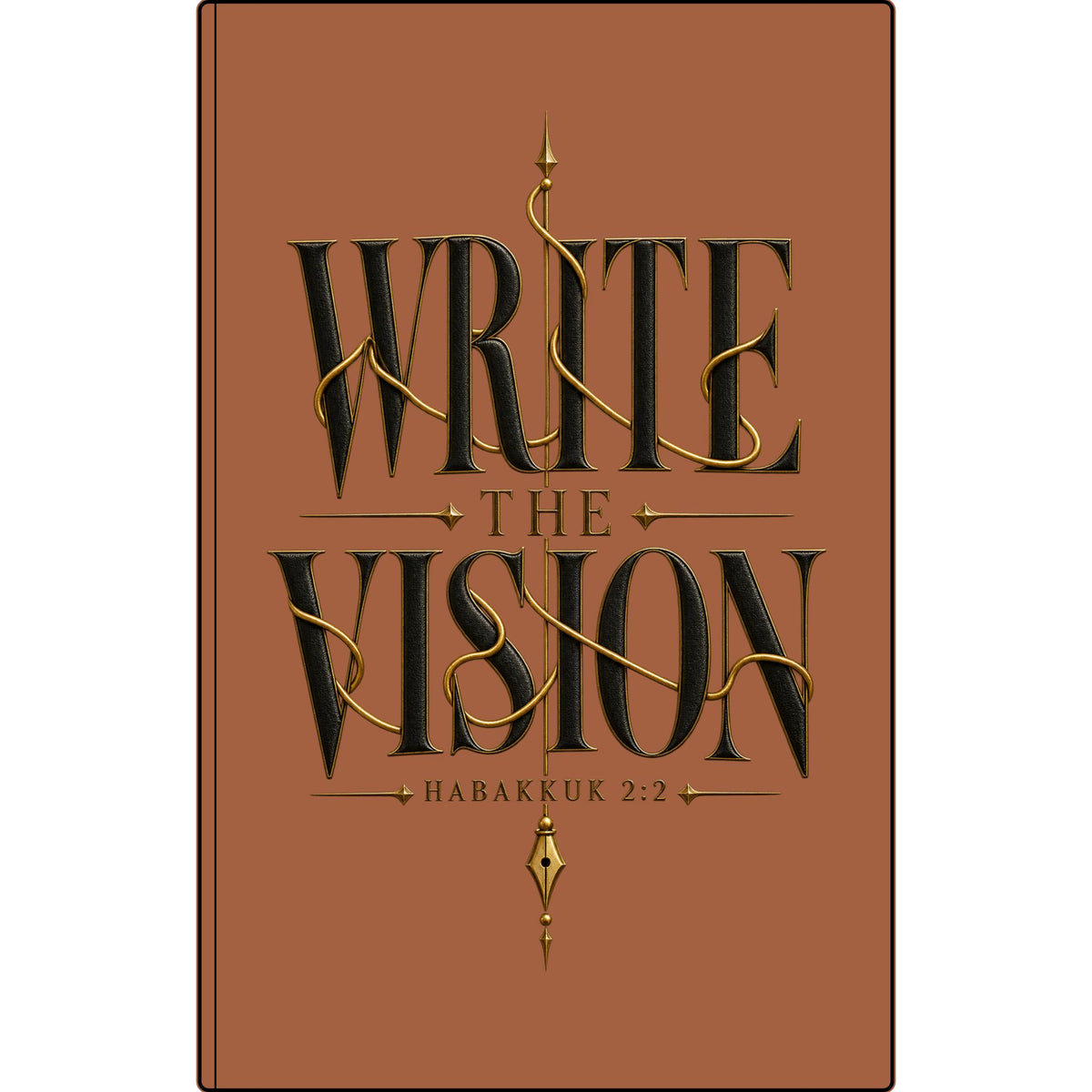 Write the Vision Vegan Leather Journal — Engraved Scripture Notebook (Habakkuk 2:2)