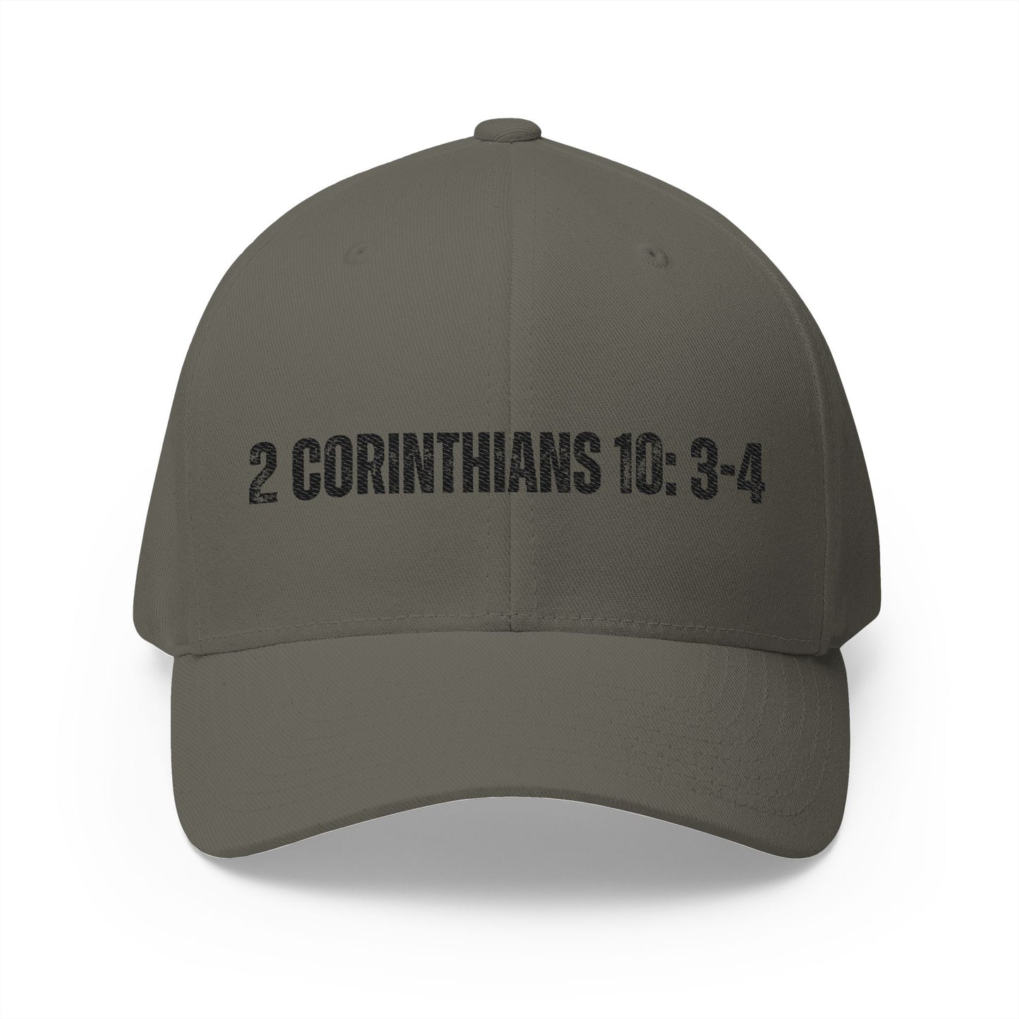 2 Corinthians 10:3-4 Embroidered Fitted Cap - Stay Positive & Stylish