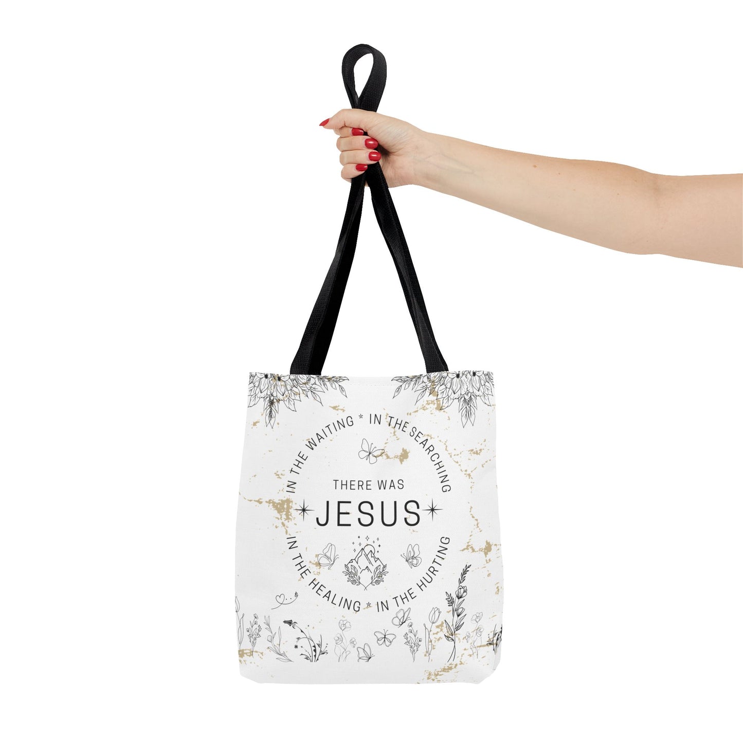 "There Was Jesus" tote bag - Floral Design for Faithful Living