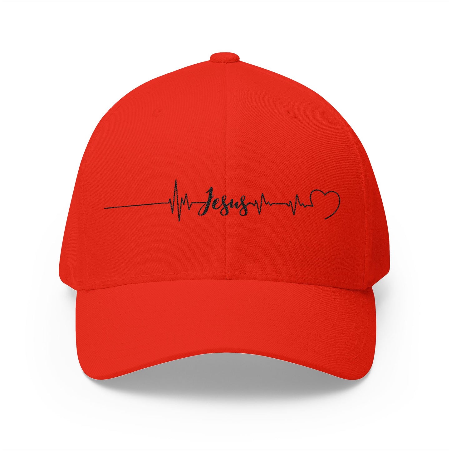 Jesus heartbeat Embroidered Fitted Cap - Stay Positive & Stylish