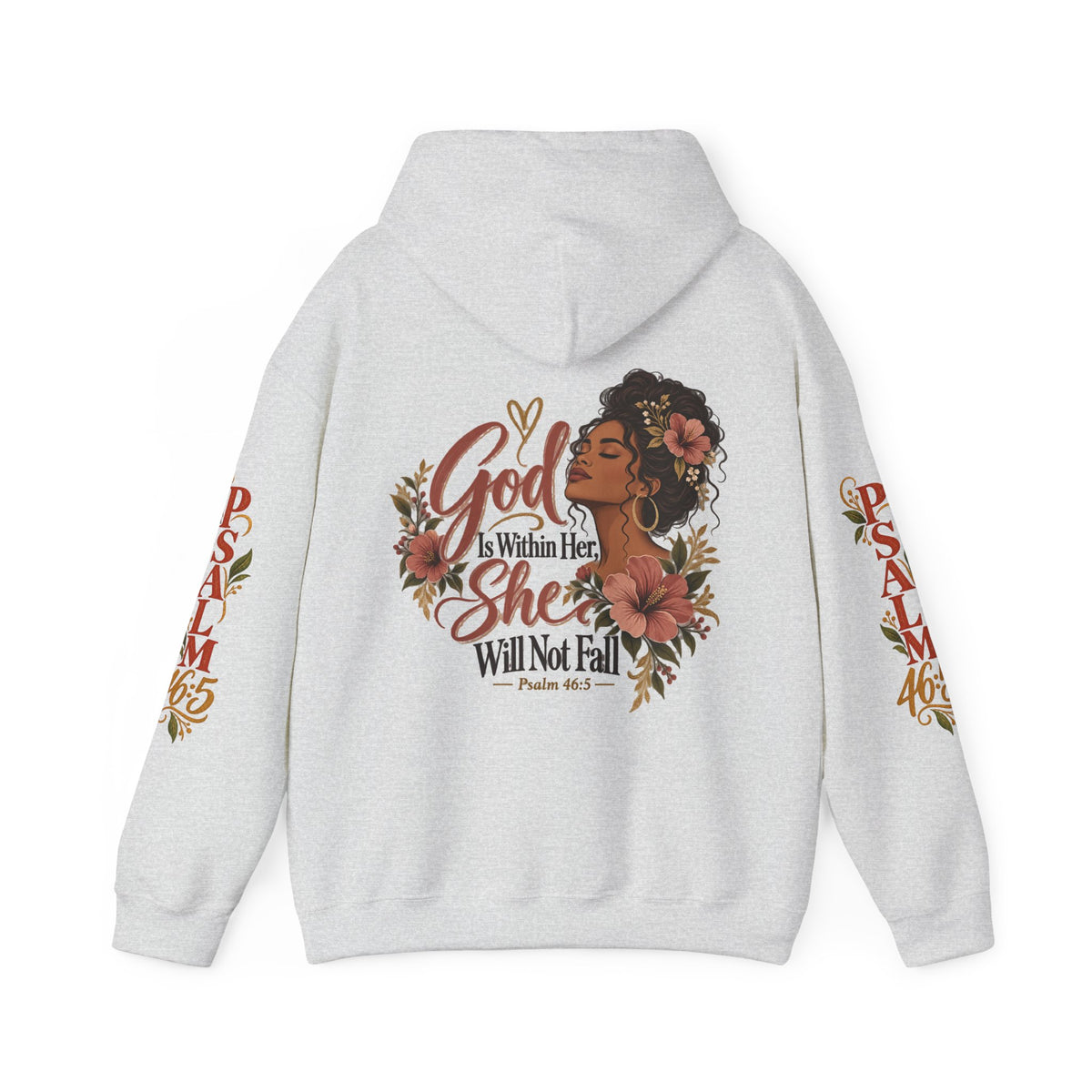 Copy of Psalm 46:5 'She Will Not Fall' Hoodie – Floral Faith Women’s Pullover