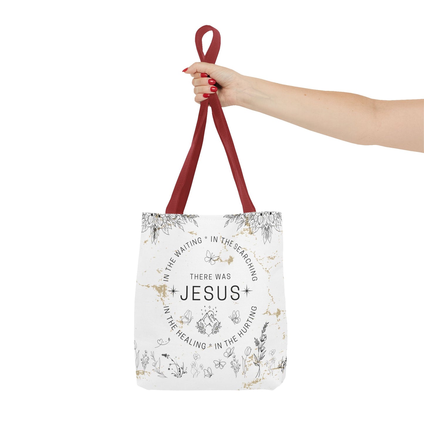 "There Was Jesus" tote bag - Floral Design for Faithful Living