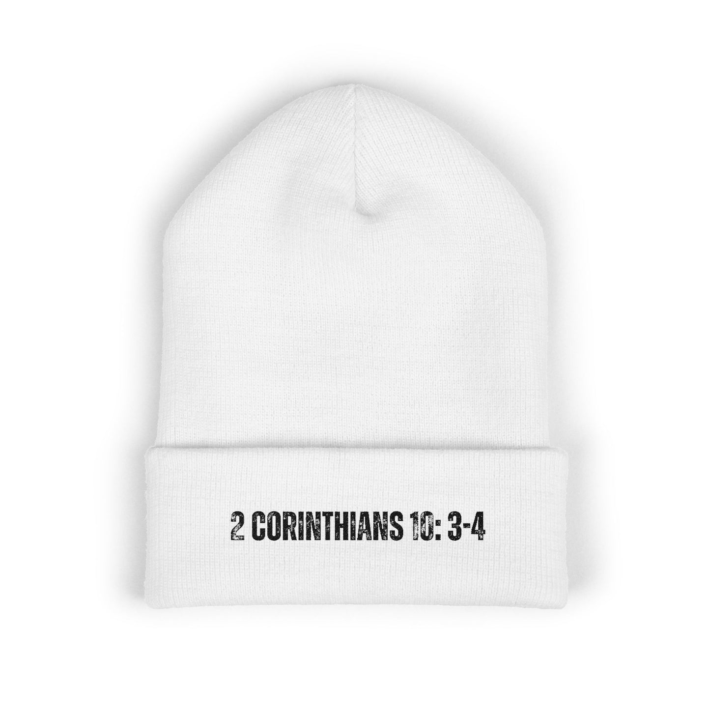 2 Corinthians 10:3-4 Classic Cuffed Beanie | Embroidered Winter Hat