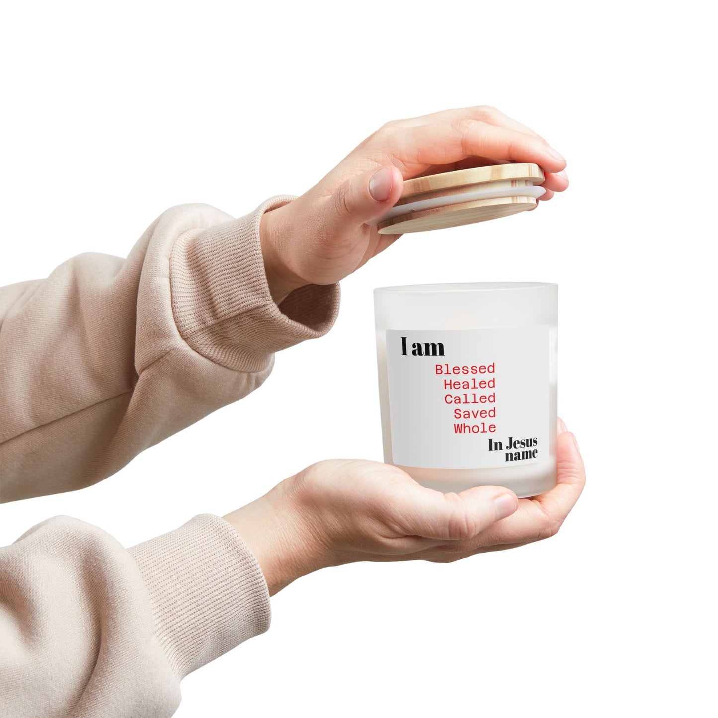 I Am Blessed Frosted Glass Candle, 11oz