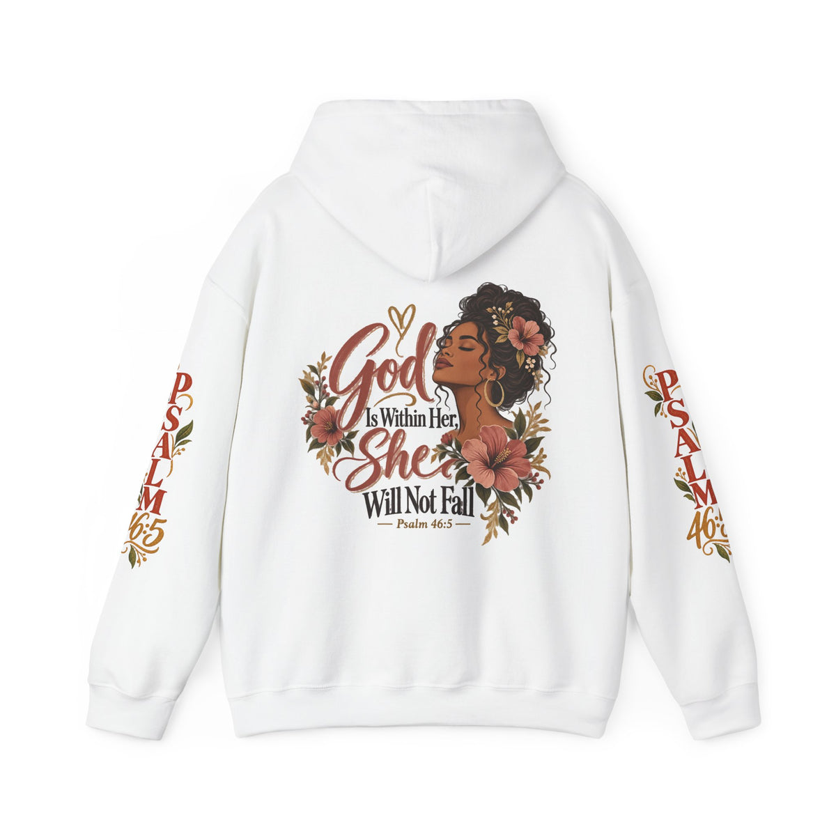 Copy of Psalm 46:5 'She Will Not Fall' Hoodie – Floral Faith Women’s Pullover