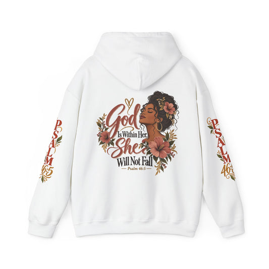 Copy of Psalm 46:5 'She Will Not Fall' Hoodie – Floral Faith Women’s Pullover