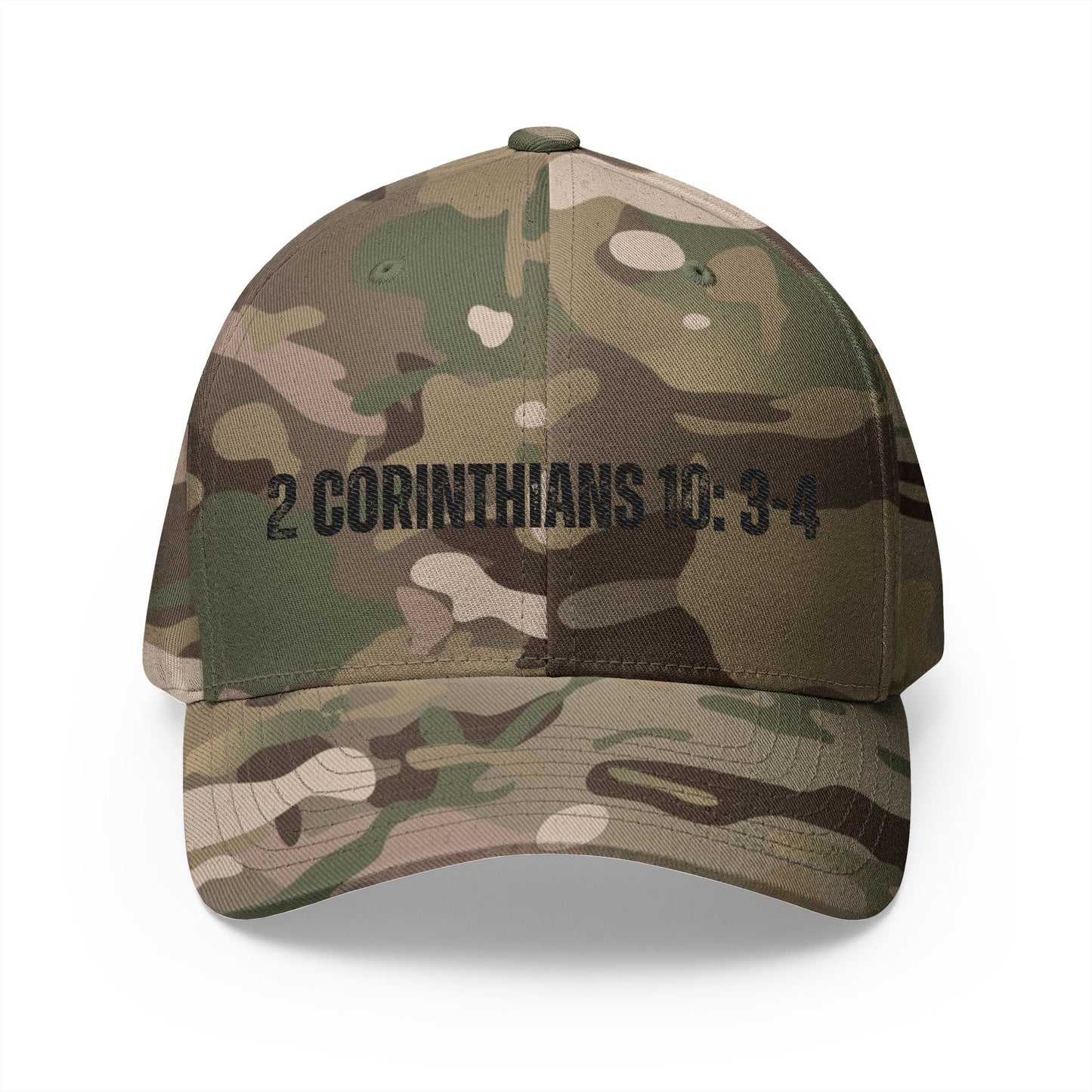 2 Corinthians 10:3-4 Embroidered Fitted Cap - Stay Positive & Stylish