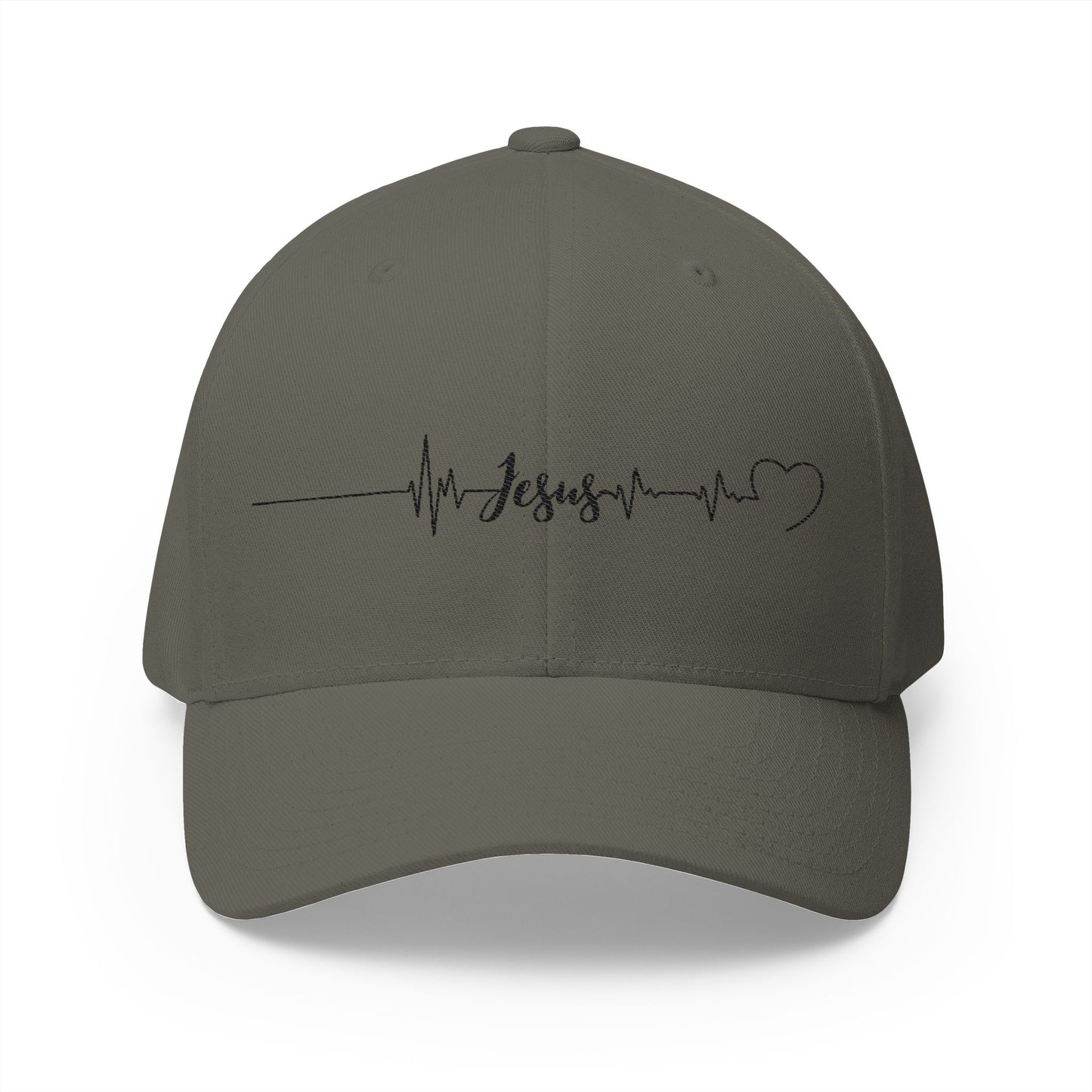 Jesus heartbeat Embroidered Fitted Cap - Stay Positive & Stylish