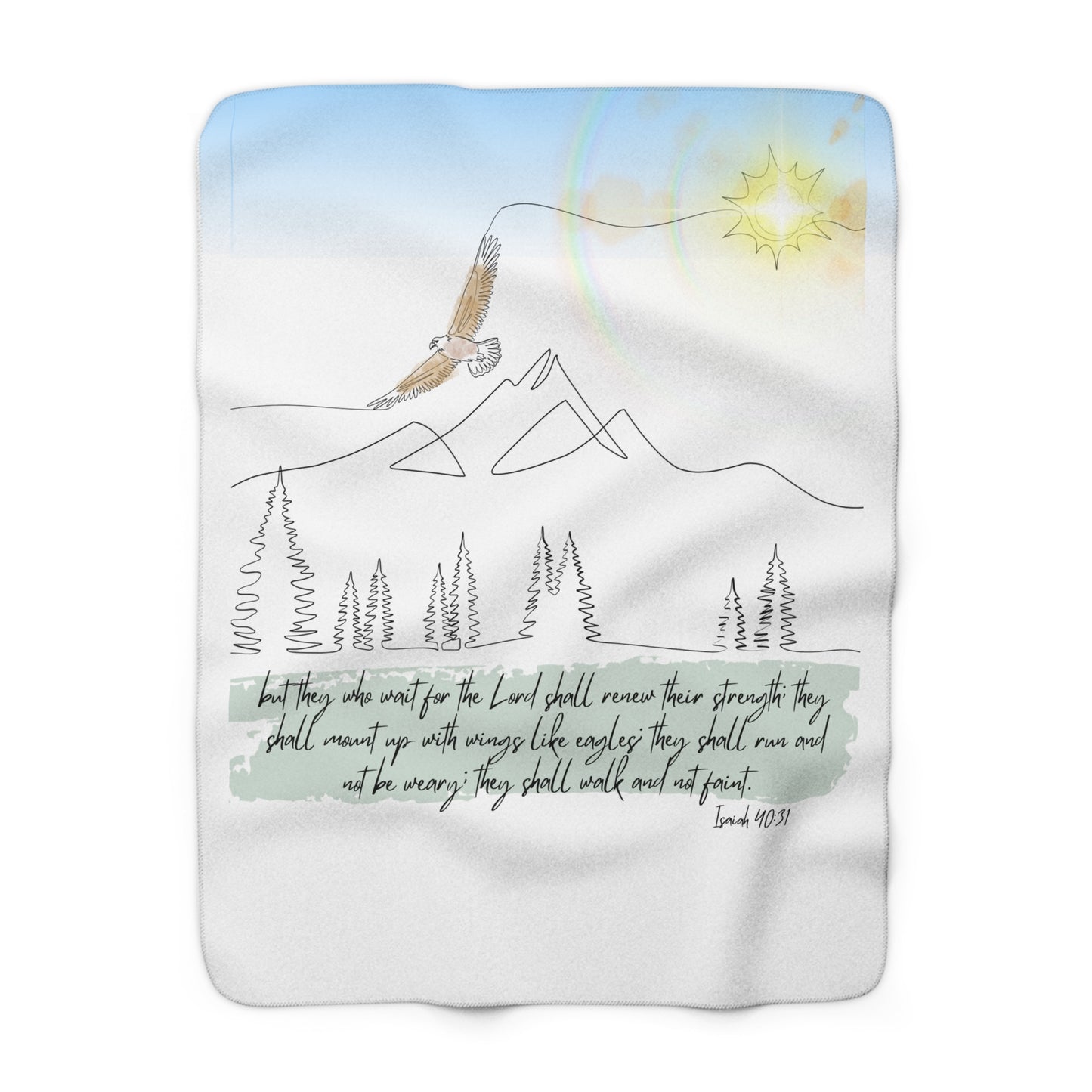 Wings like Eagles Sherpa Fleece Blanket | Cozy & Soft Comfort for Home Decor | Perfect Gift for Faith & Hope