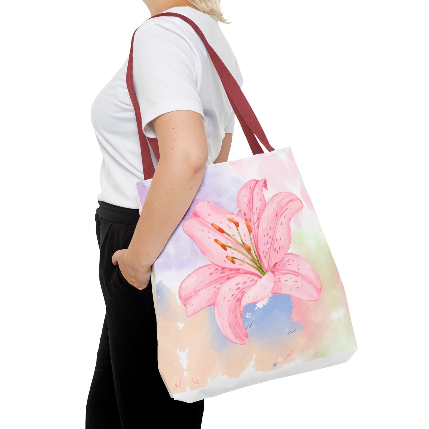 Pink Watercolor Lily Tote Bag