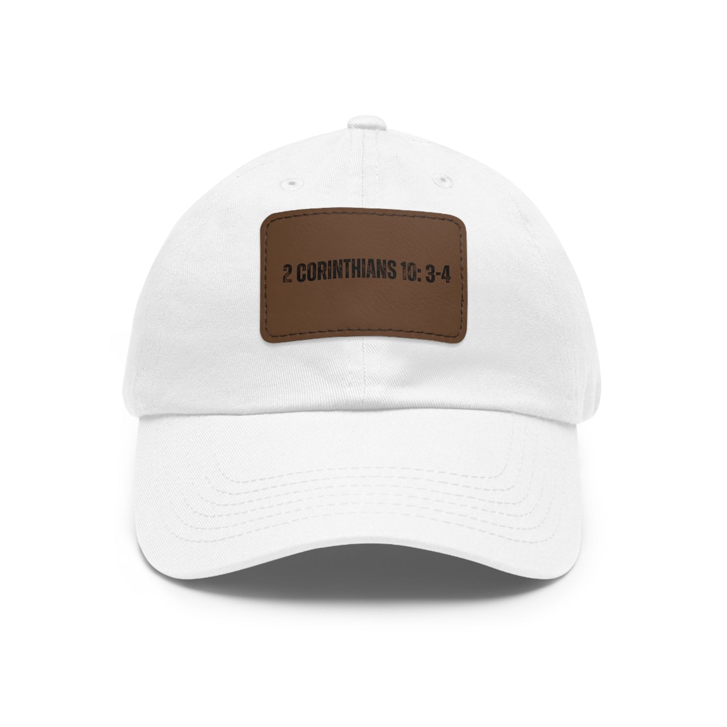2 Corinthians 10:3-4 baseball cap with leather patch