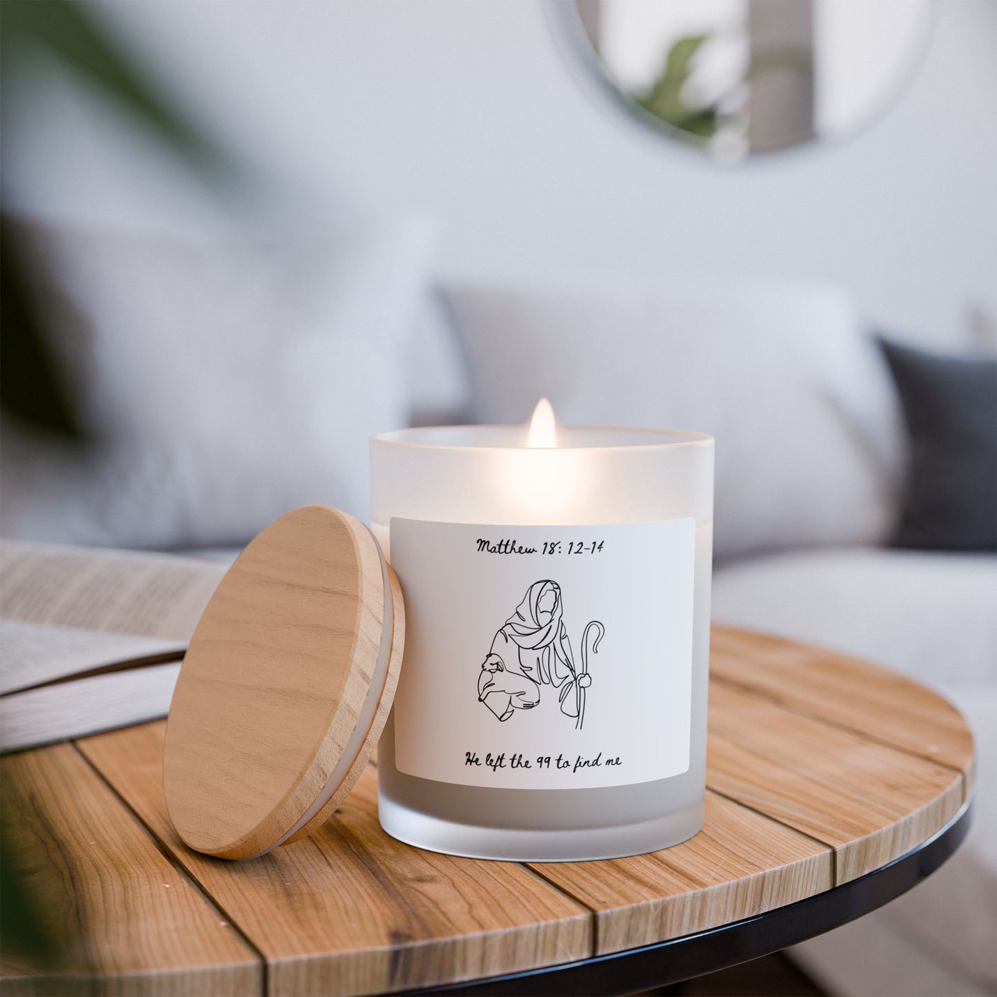 Matthew 18:12-14 Frosted Glass Candle, 11oz