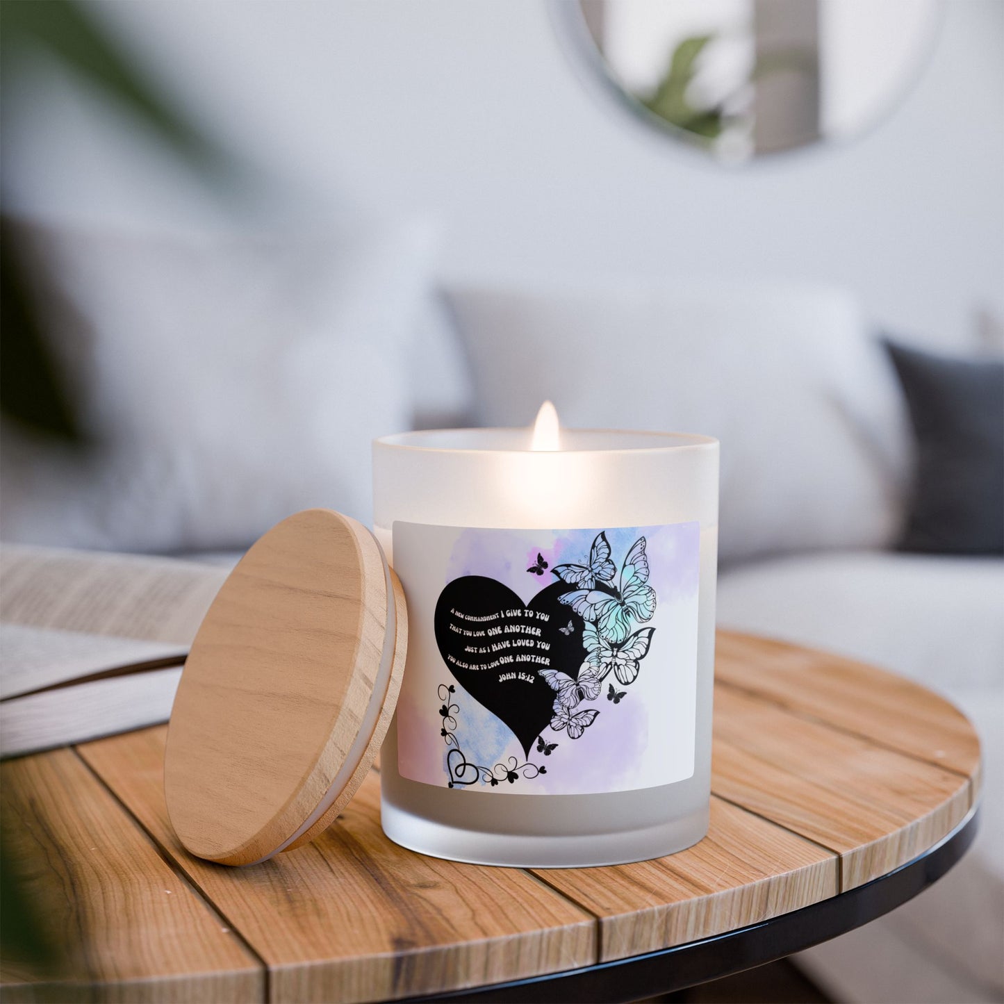 Love One Another Frosted Glass Candle, 11oz