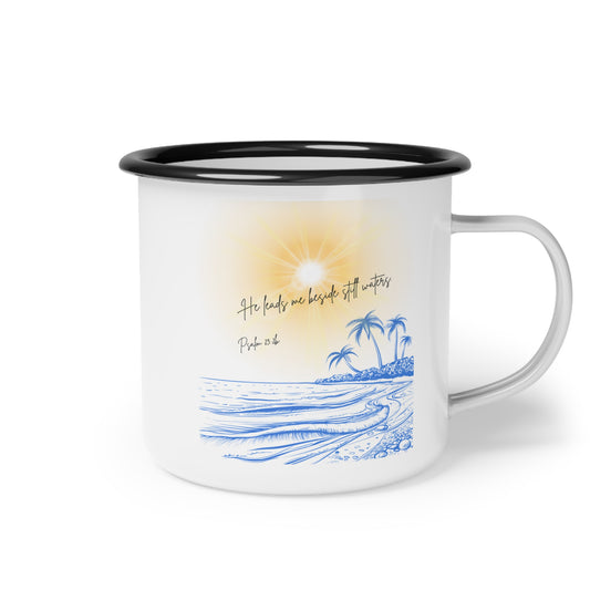 Spirit Lead Me Enamel Camp Cup - "Jesus, Coffee, and Me" - Perfect for Faith Lovers