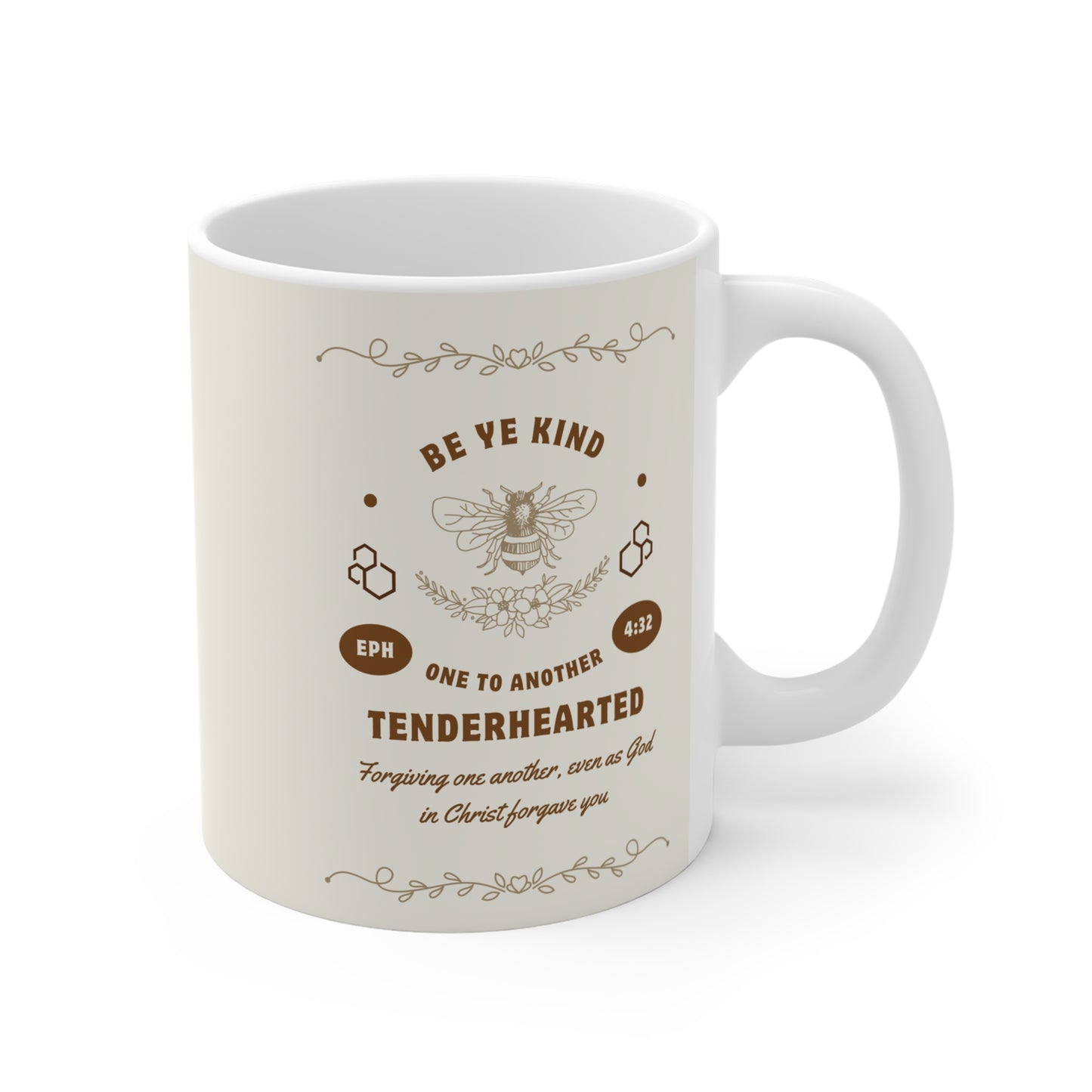 Be Ye Kind Bible Verse Mug - 11oz Coffee Cup for Spiritual Reflection