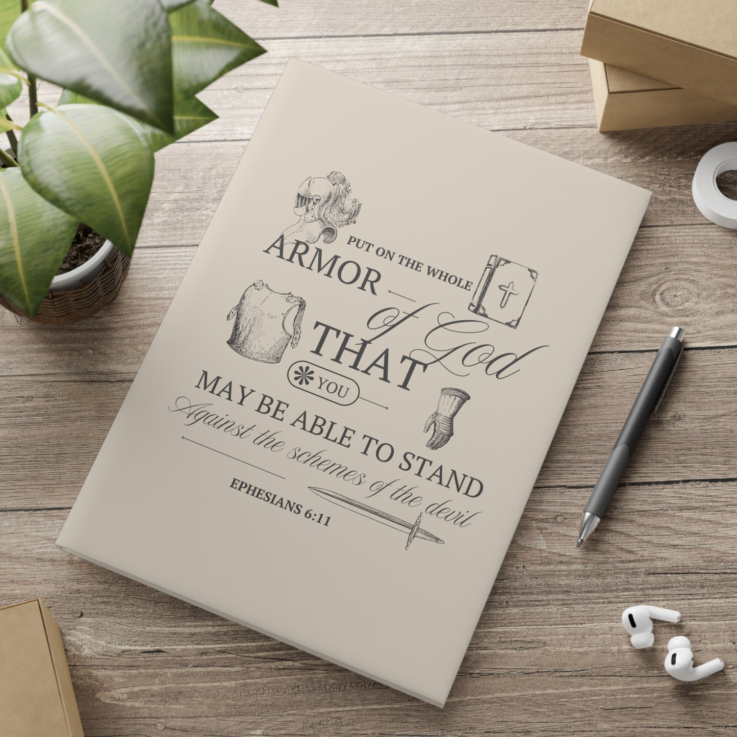 Beige Armor of God Hardcover Notebook