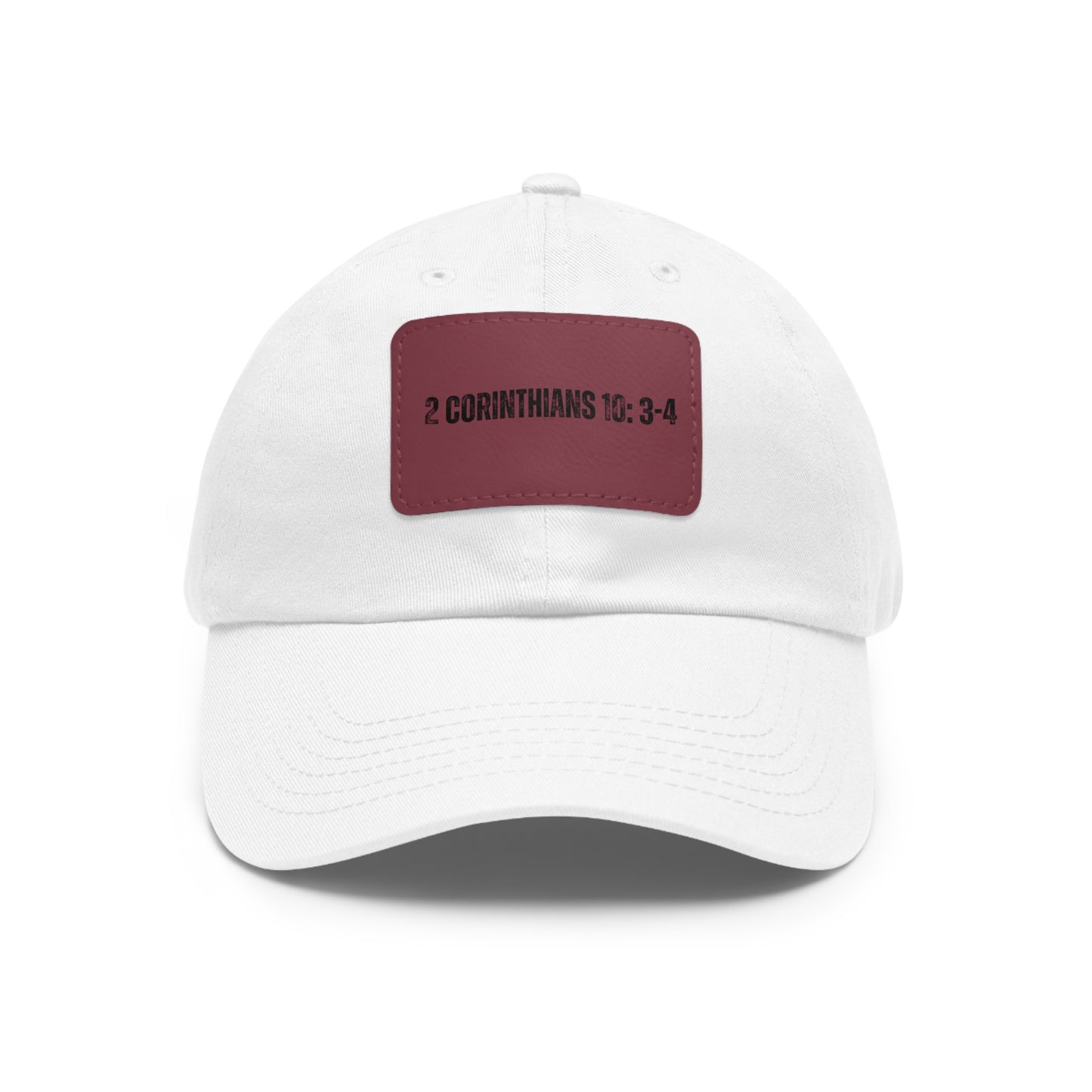 2 Corinthians 10:3-4 baseball cap with leather patch