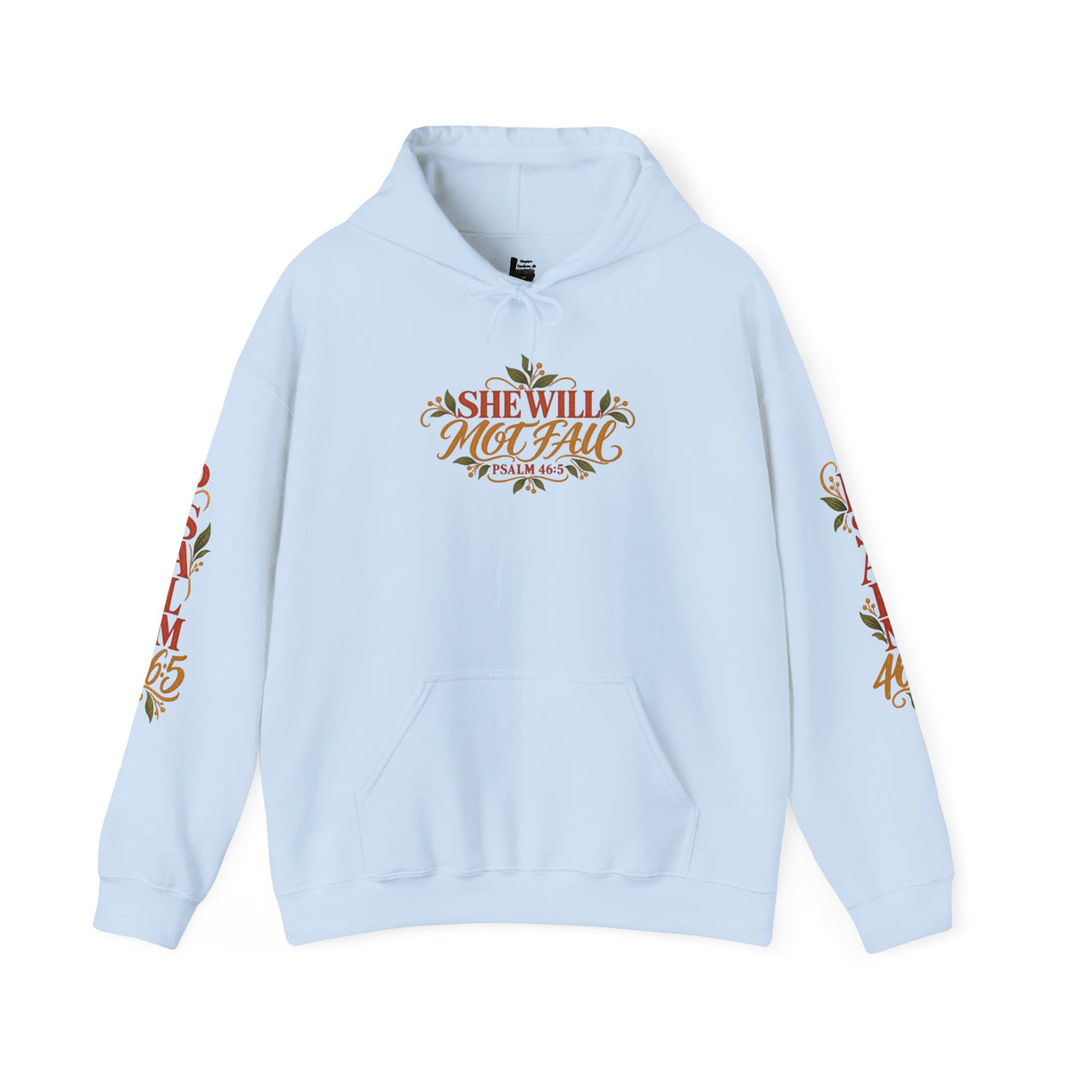 Psalm 46:5 'She Will Not Fall' Hoodie – Floral Faith Women’s Pullover