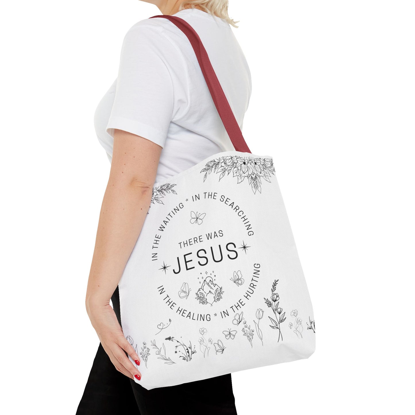 There Was Jesus tote bag - Floral Design for Faithful Living