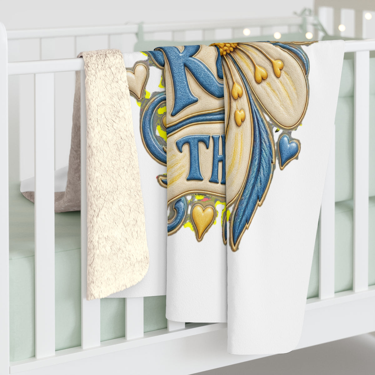 Sherpa Fleece Blanket — “Grow Through What You Pray Through” Floral Inspirational Throw