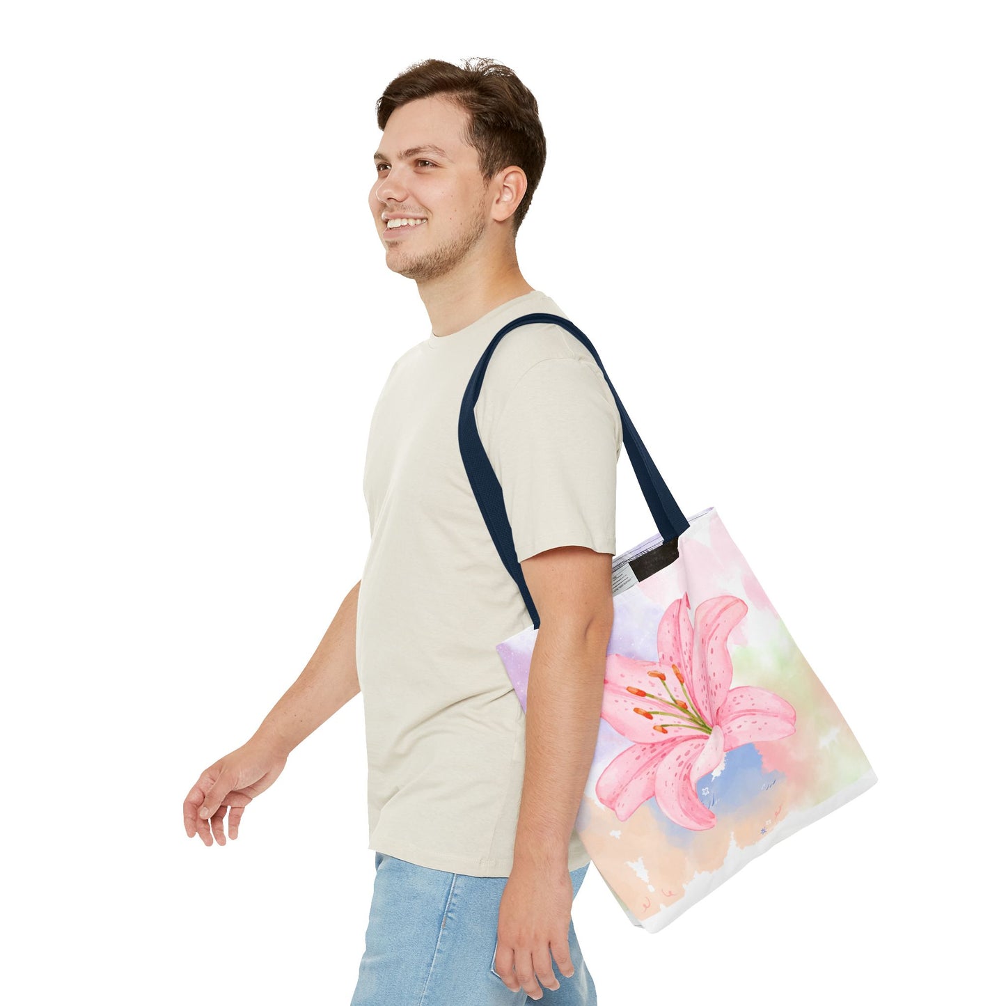 Pink Watercolor Lily Tote Bag