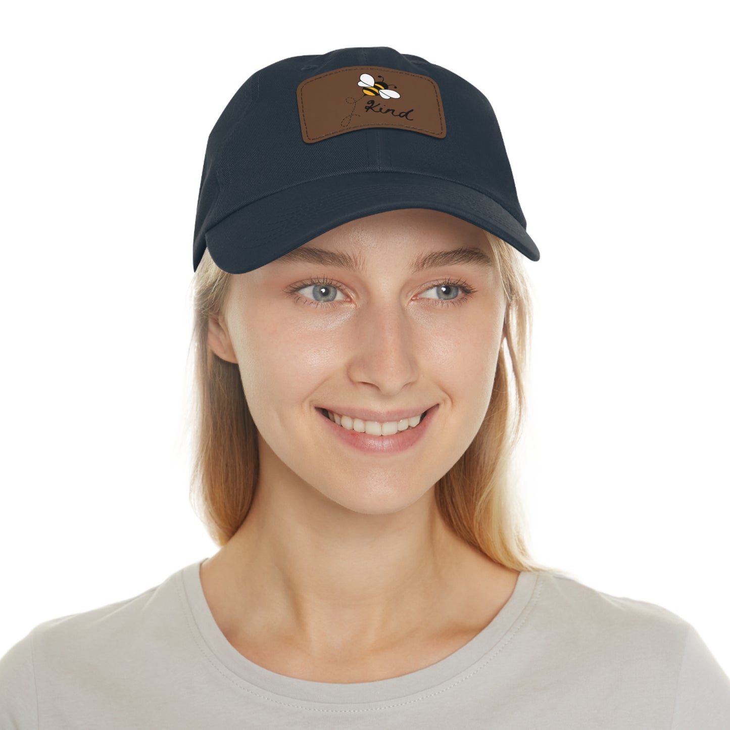 Bee Kind baseball cap with leather patch