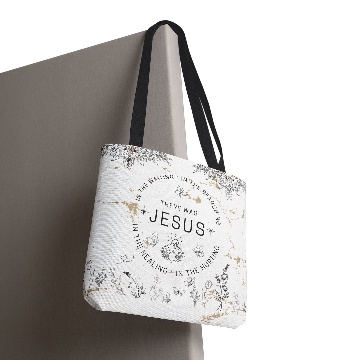 "There Was Jesus" tote bag - Floral Design for Faithful Living