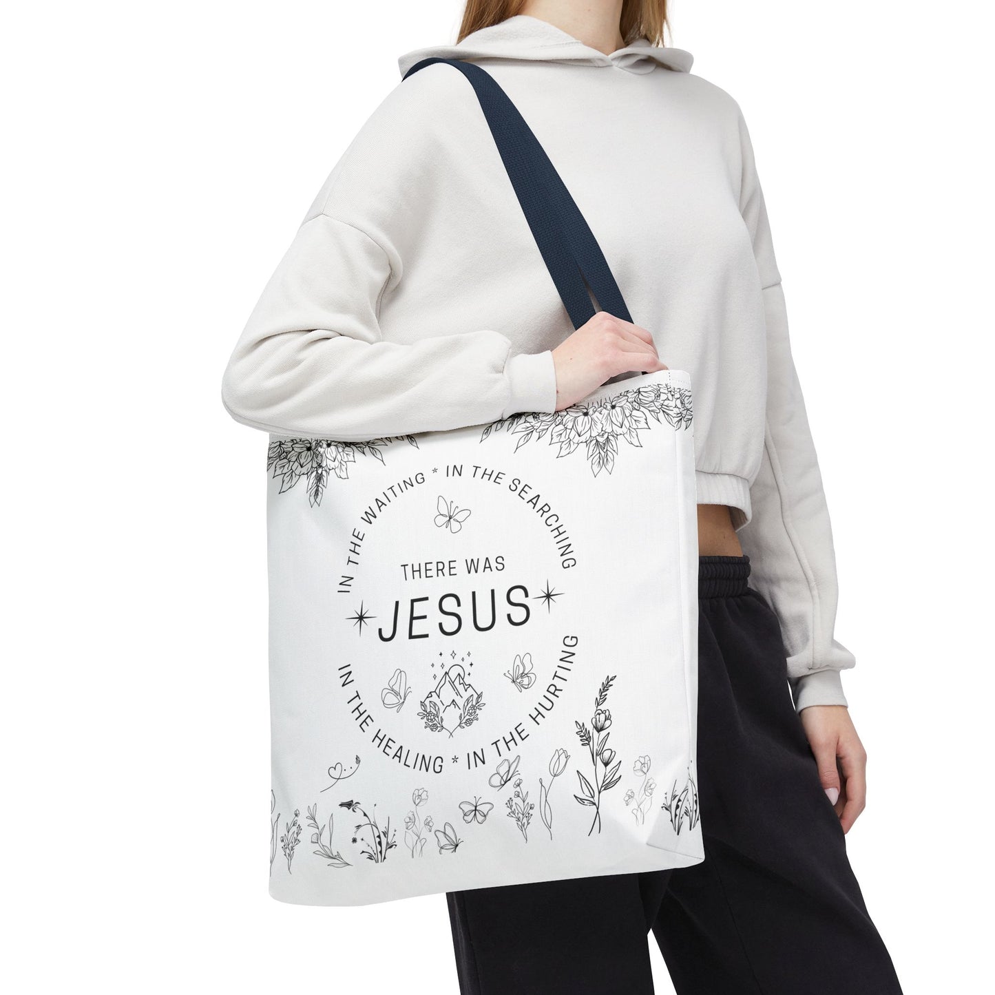 There Was Jesus tote bag - Floral Design for Faithful Living