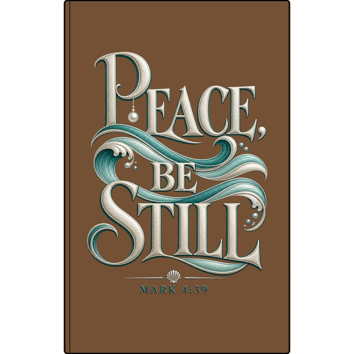 Vegan Leather Journal — "Peace, Be Still" Engraved Christian Notebook (Mark 4:39)