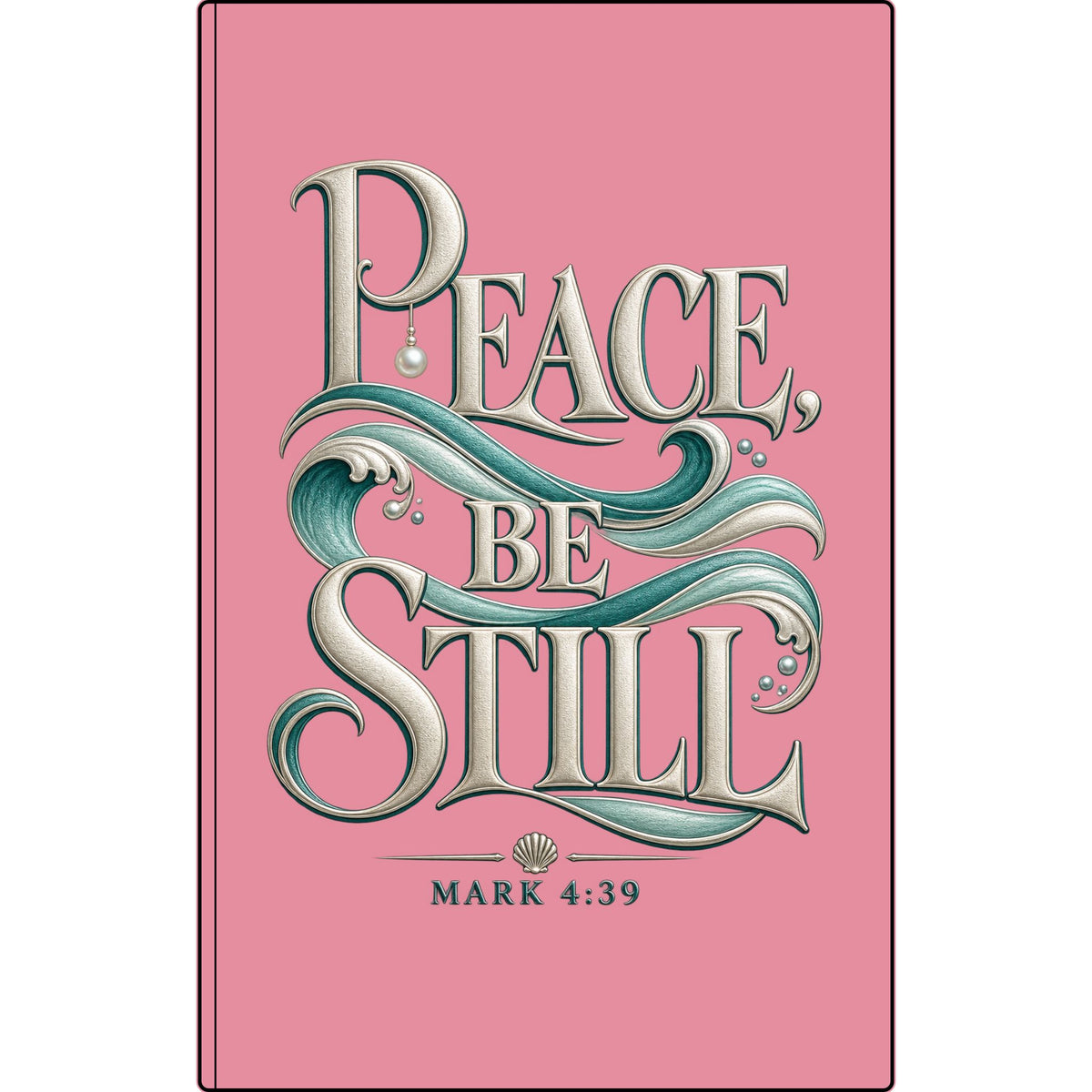 Vegan Leather Journal — "Peace, Be Still" Engraved Christian Notebook (Mark 4:39)