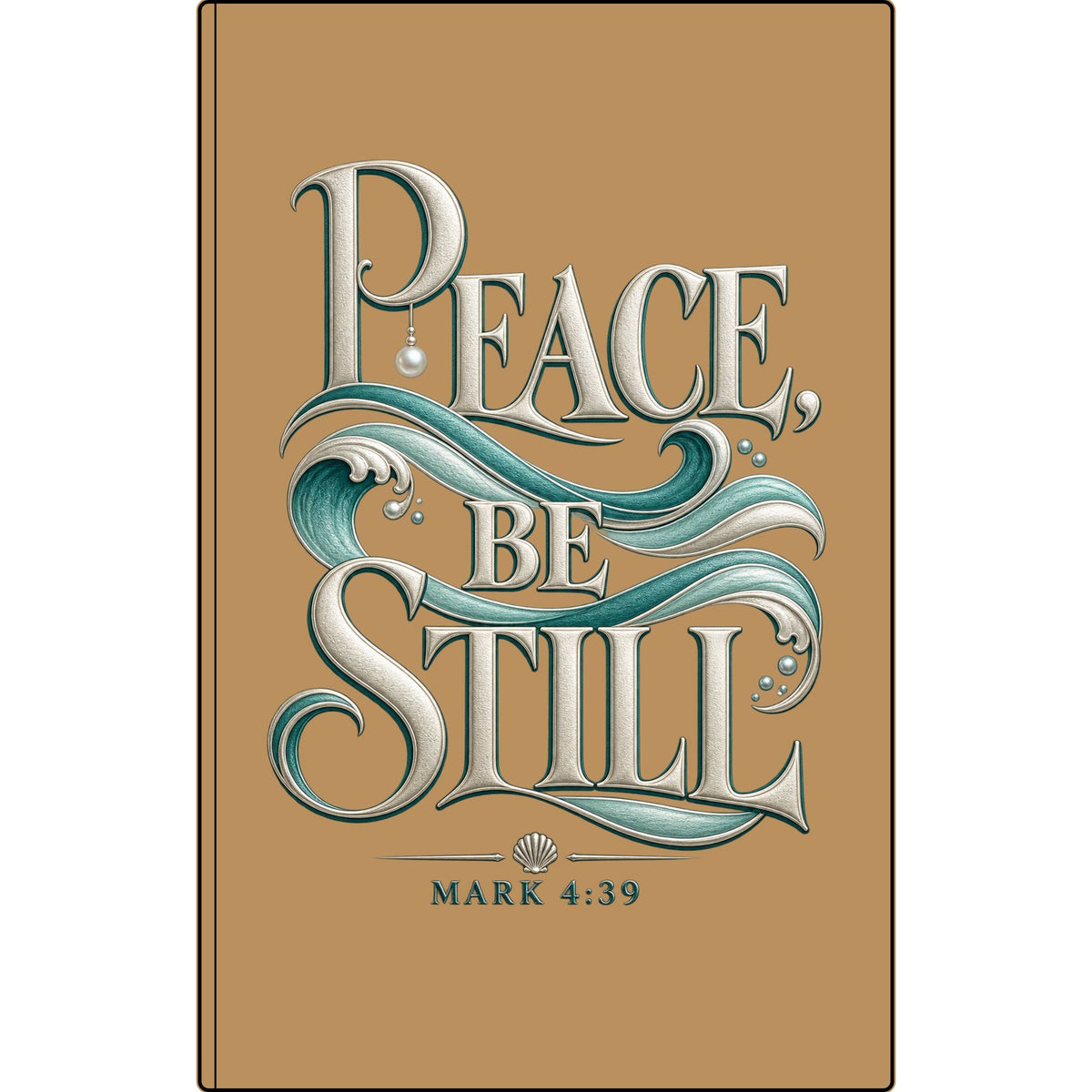 Vegan Leather Journal — "Peace, Be Still" Engraved Christian Notebook (Mark 4:39)