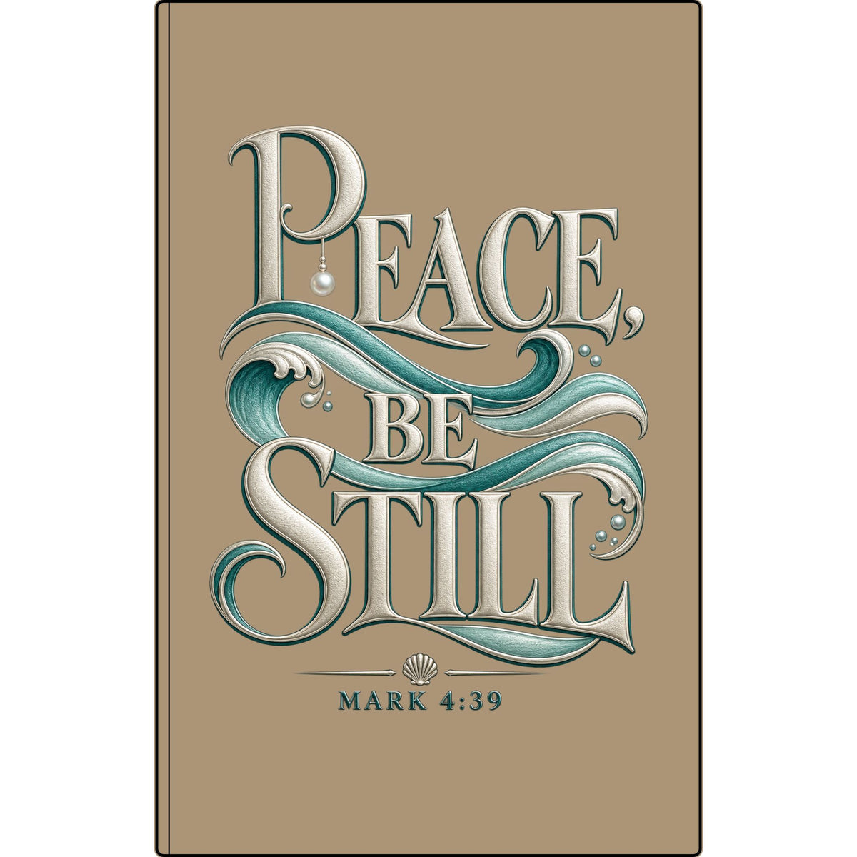Vegan Leather Journal — "Peace, Be Still" Engraved Christian Notebook (Mark 4:39)