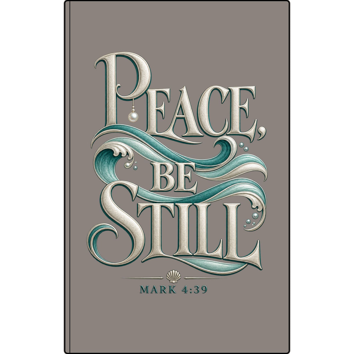 Vegan Leather Journal — "Peace, Be Still" Engraved Christian Notebook (Mark 4:39)