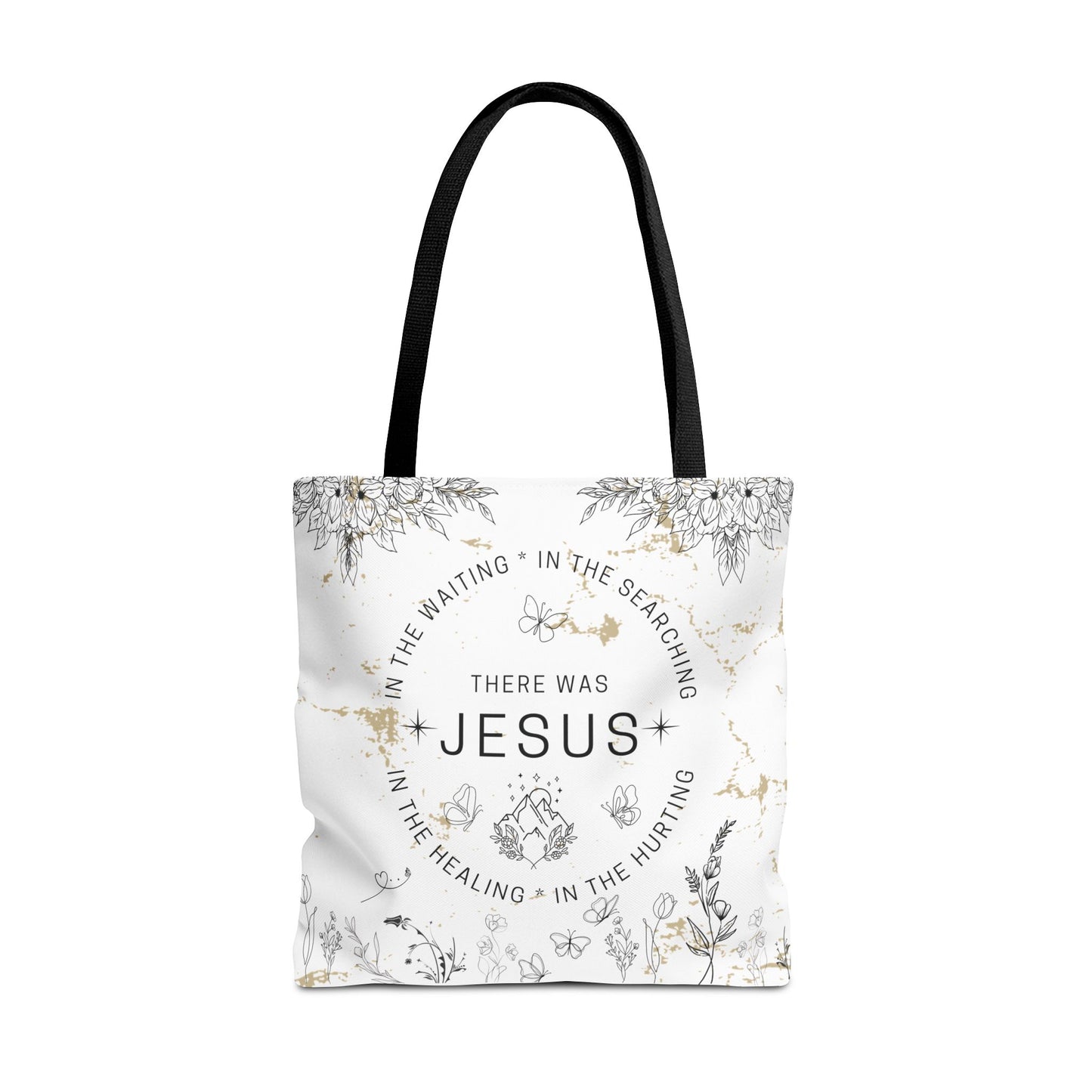 "There Was Jesus" tote bag - Floral Design for Faithful Living