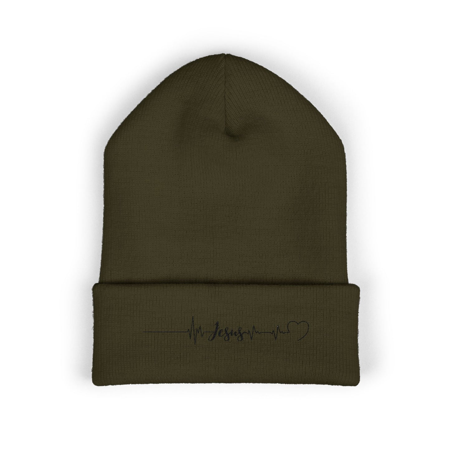 Jesus Heartbeat Classic Cuffed Beanie | Embroidered Winter Hat