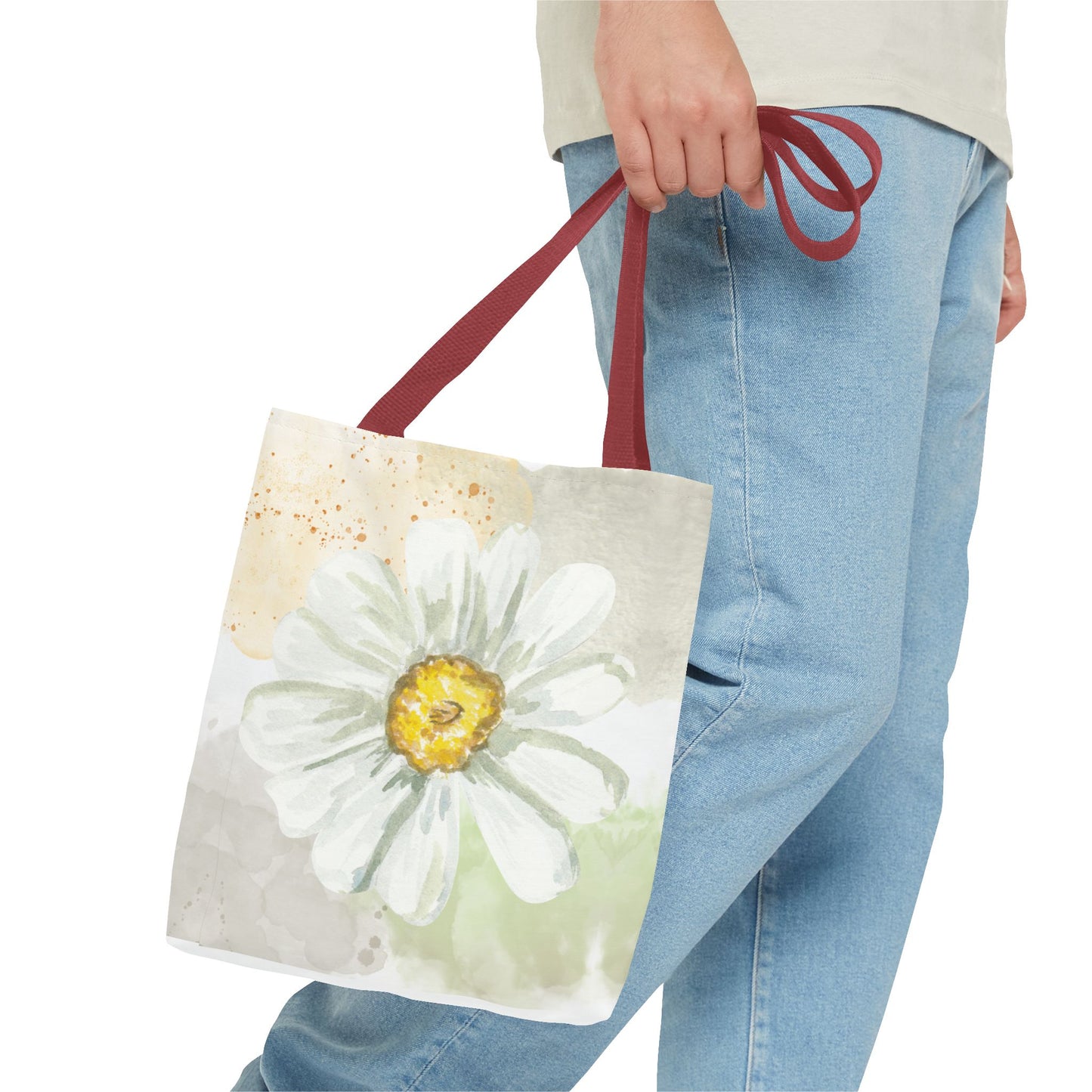 White Watercolor Daisy Tote Bag