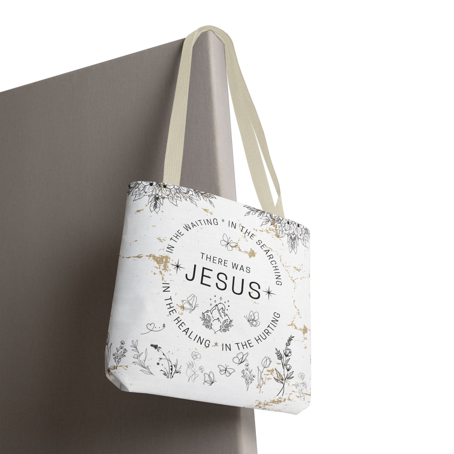 "There Was Jesus" tote bag - Floral Design for Faithful Living
